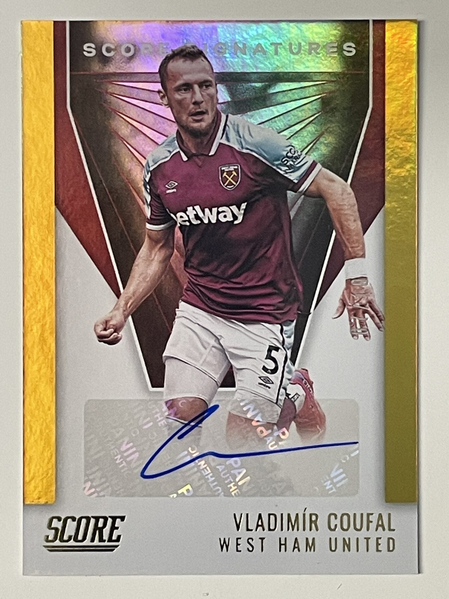 Vladimir Coufal West Ham Score Signatures Gold Parallel Panini Premier League Score 2021 2022