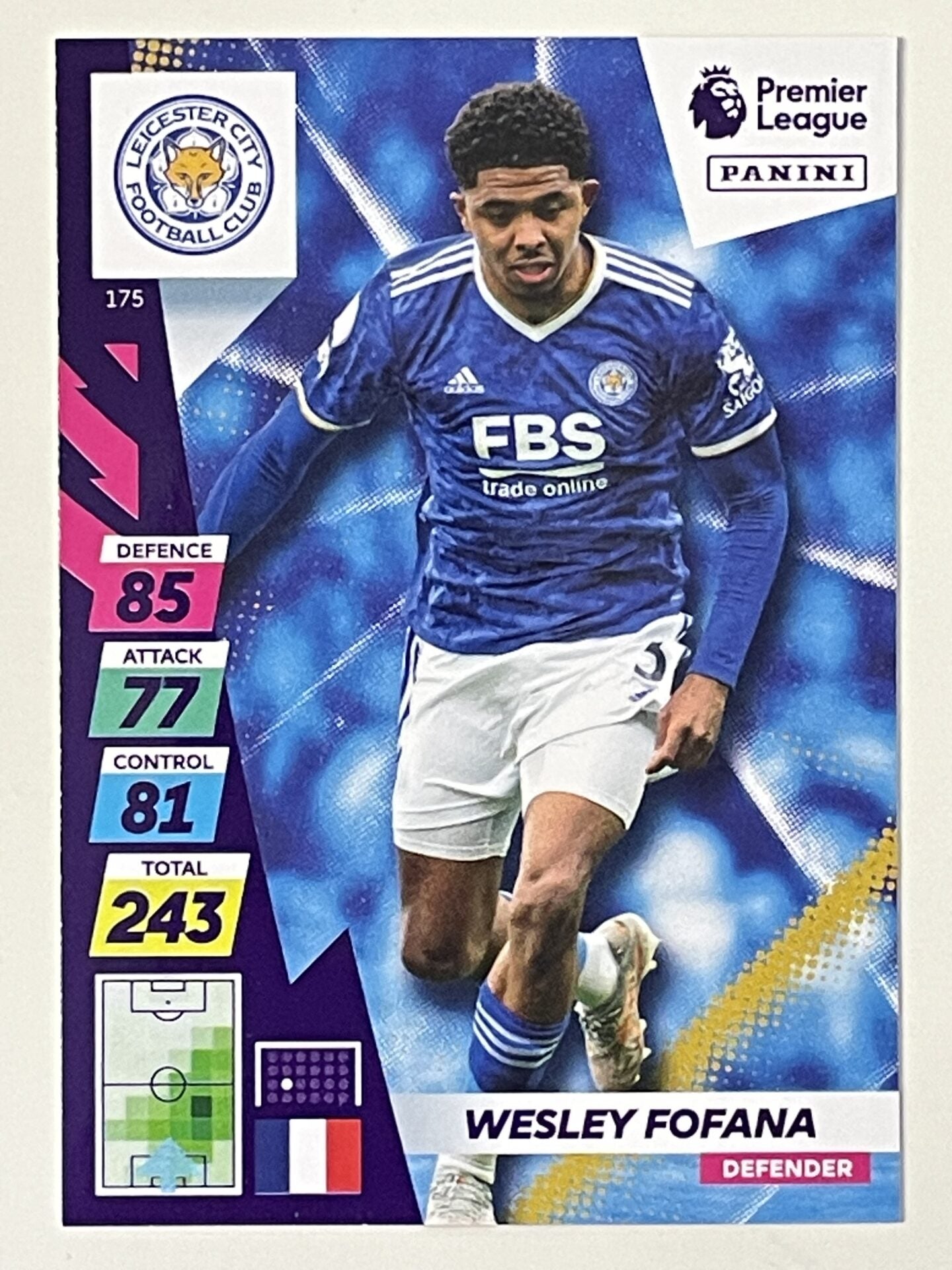 Wesley Fofana Leicester City Base Panini Adrenalyn XL PLUS Premier League 2021 2022