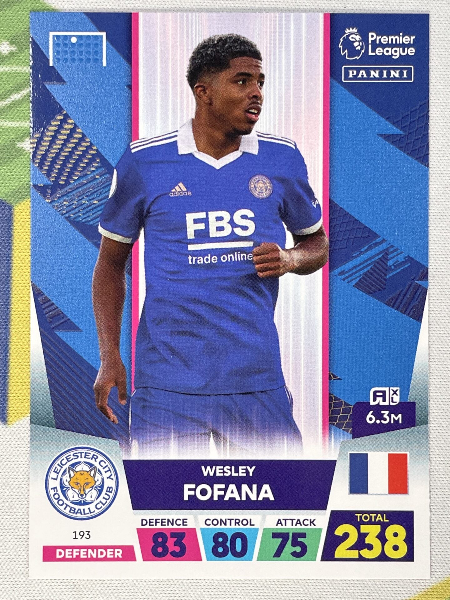 Wesley Fofana Leicester Panini Premier League Adrenalyn XL 2023 Card