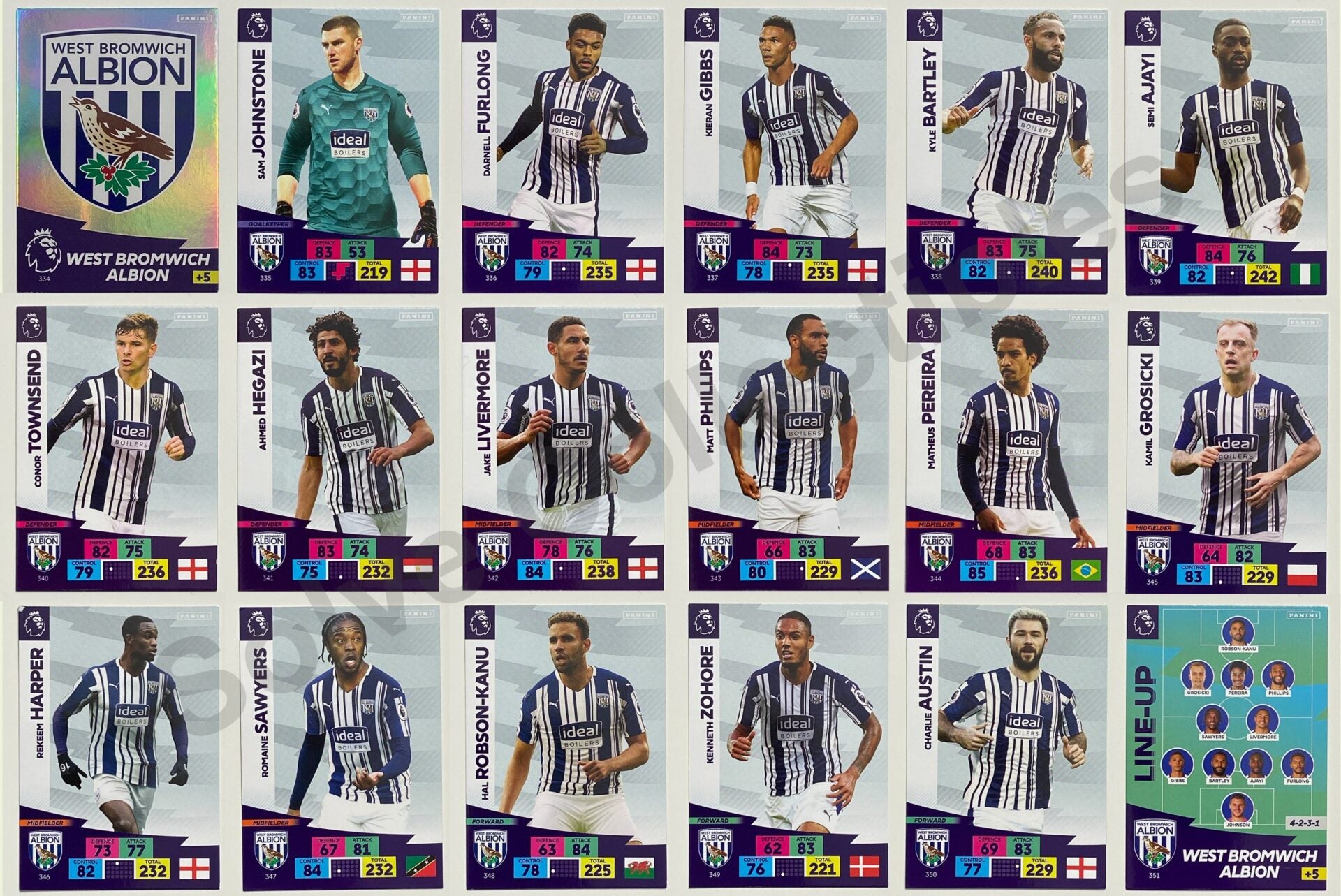 West Brom Complete Team Set (18 Cards) Football Cards &#8211; Premier League Adrenalyn XL 2020:21