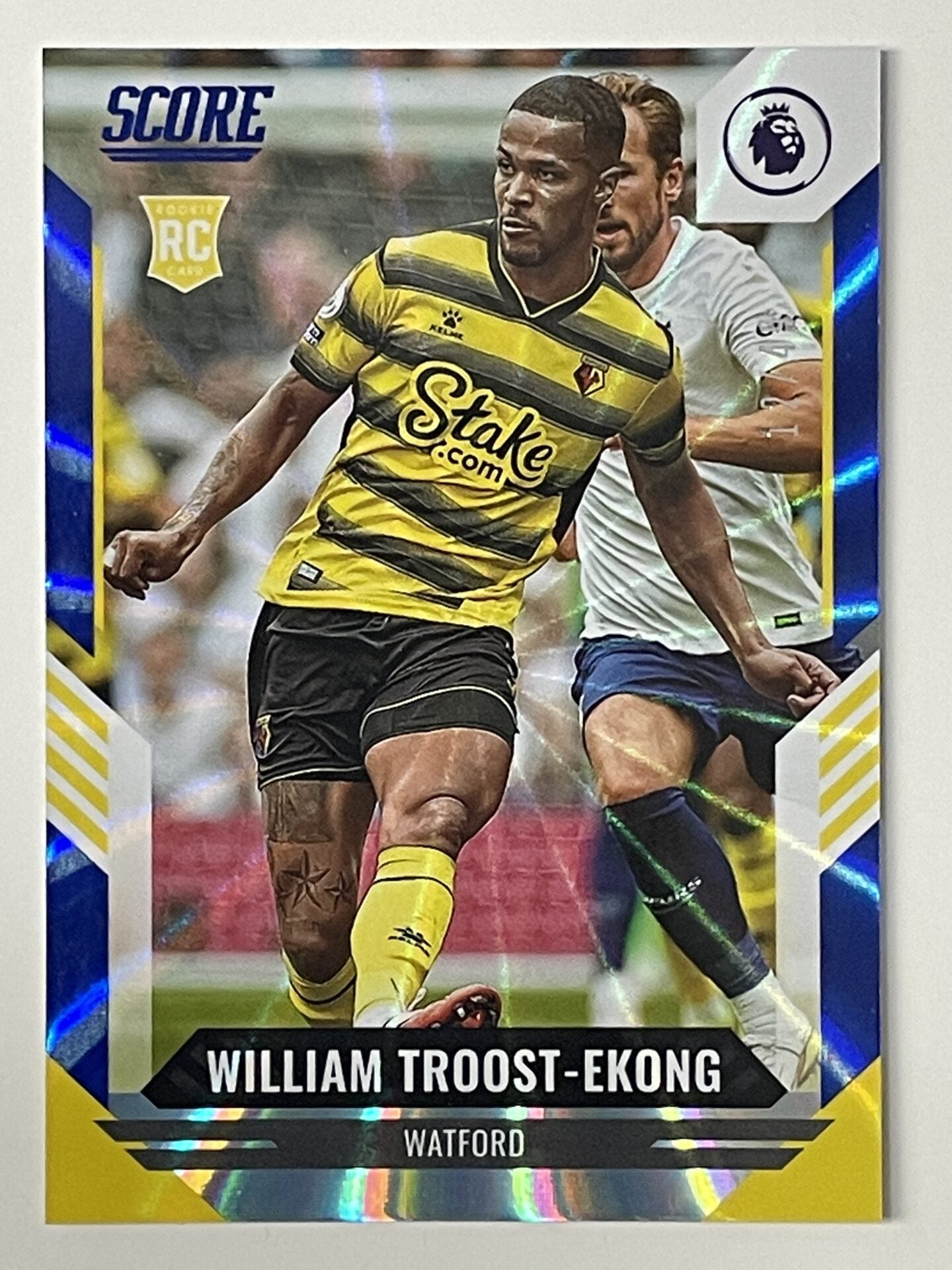 William Troost-Ekong Watford Base Blue Laser Parallel Panini Premier League Score 2021 2022