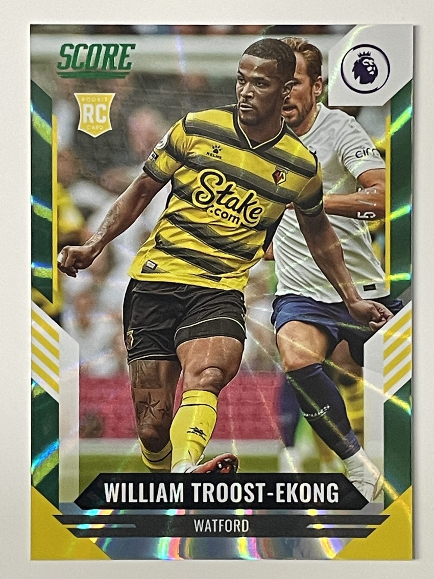 William Troost-Ekong Watford Base Green Laser Parallel Panini Premier League Score 2021 2022