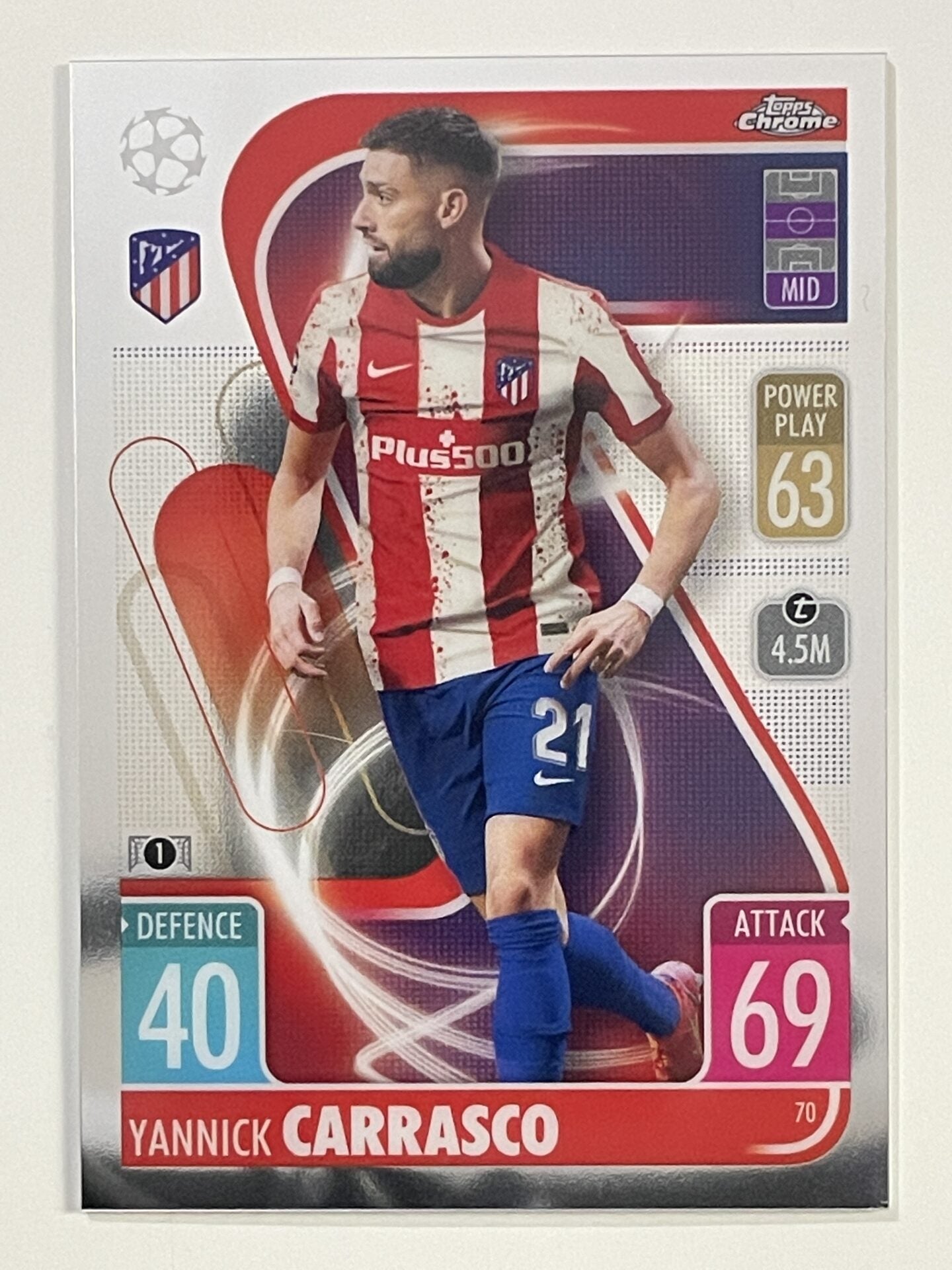 Yannick Carrasco Athletico Madrid Topps Match Attax Chrome 2021 2022 Football Card