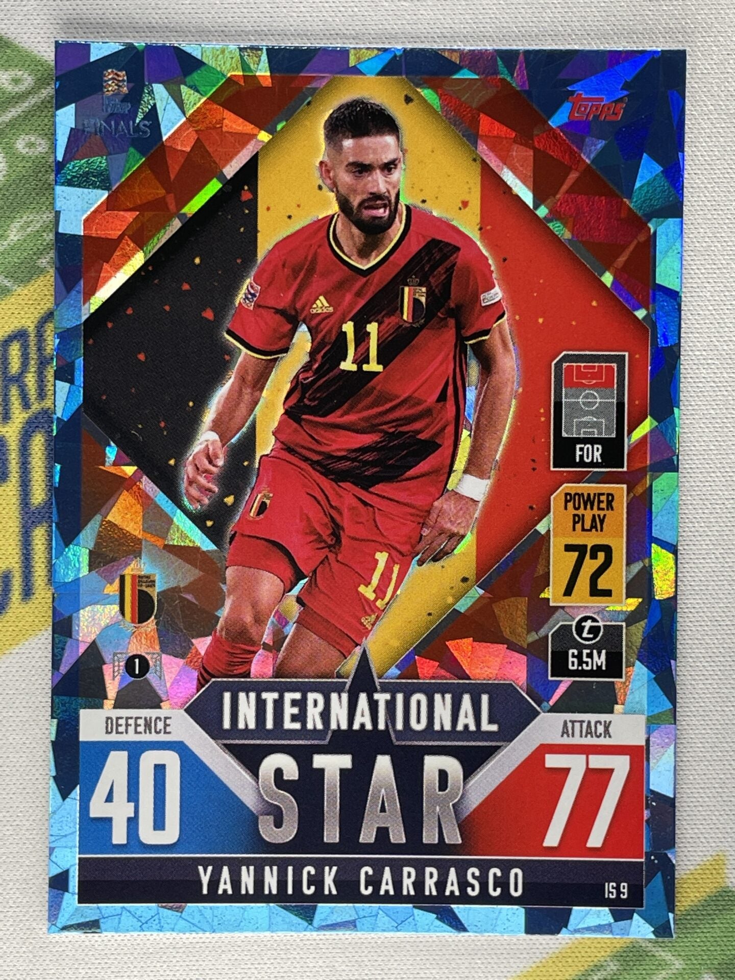 Yannick Carrasco Belgium Crystal Foil Parallel Topps Match Attax 101 Road to Nations League 2022 Card