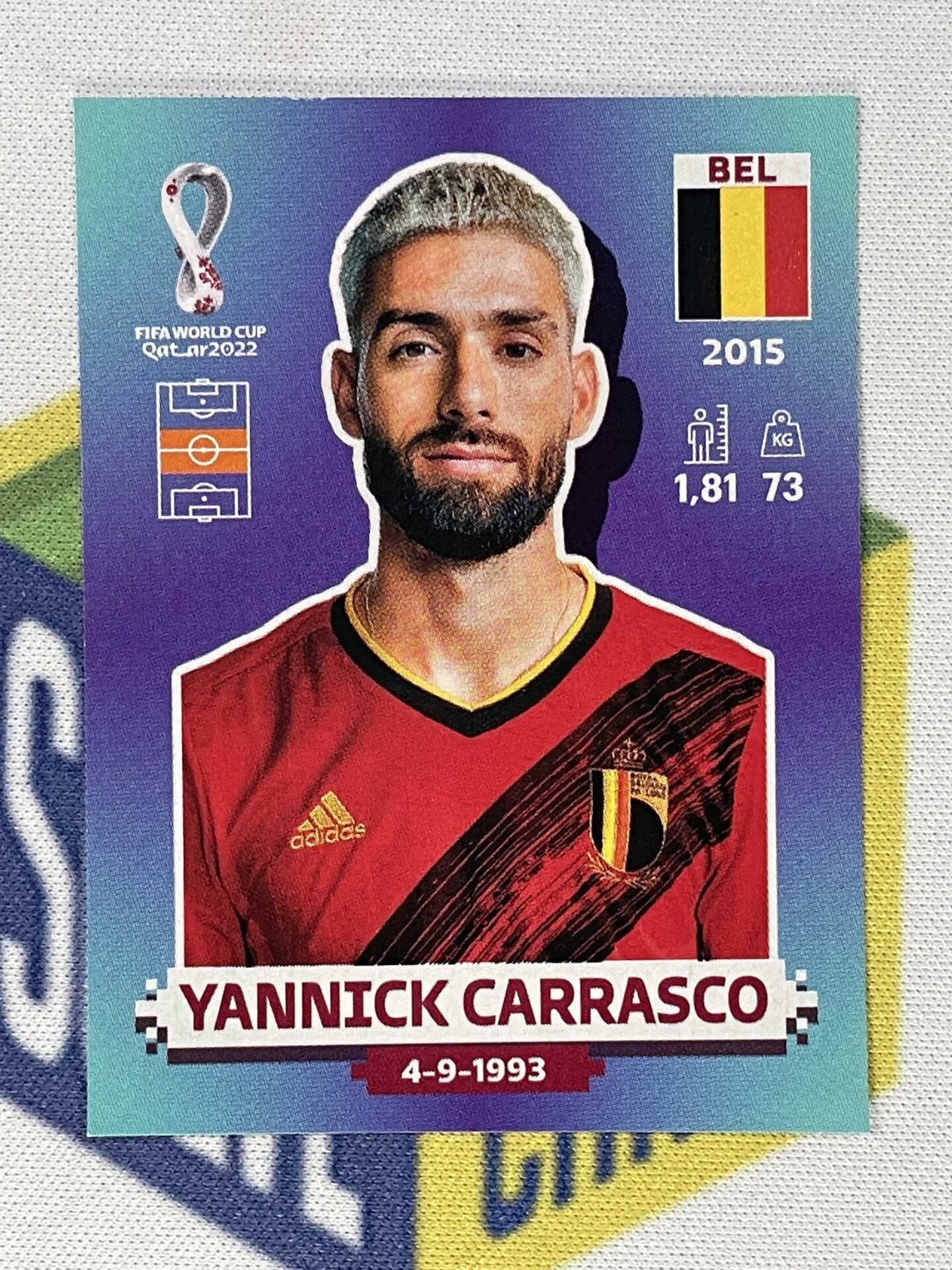 Yannick Carrasco Belgium Panini World Cup 2022 Qatar Stickers