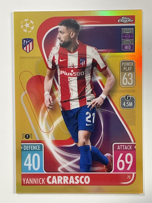 Yannick Carrasco Gold Parallel Topps Match Attax Chrome 2021 2022