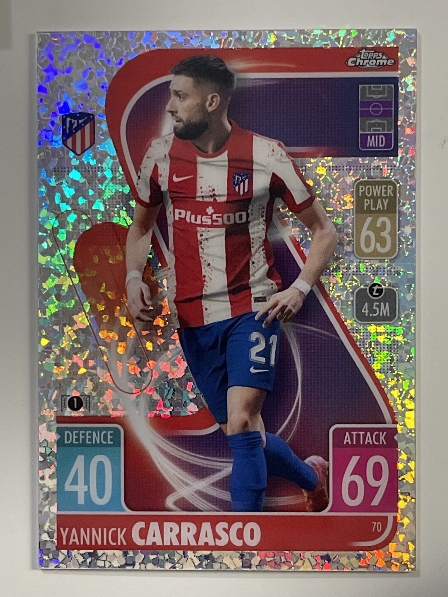 Yannick Carrasco Speckle Topps Match Attax Chrome 2021 2022