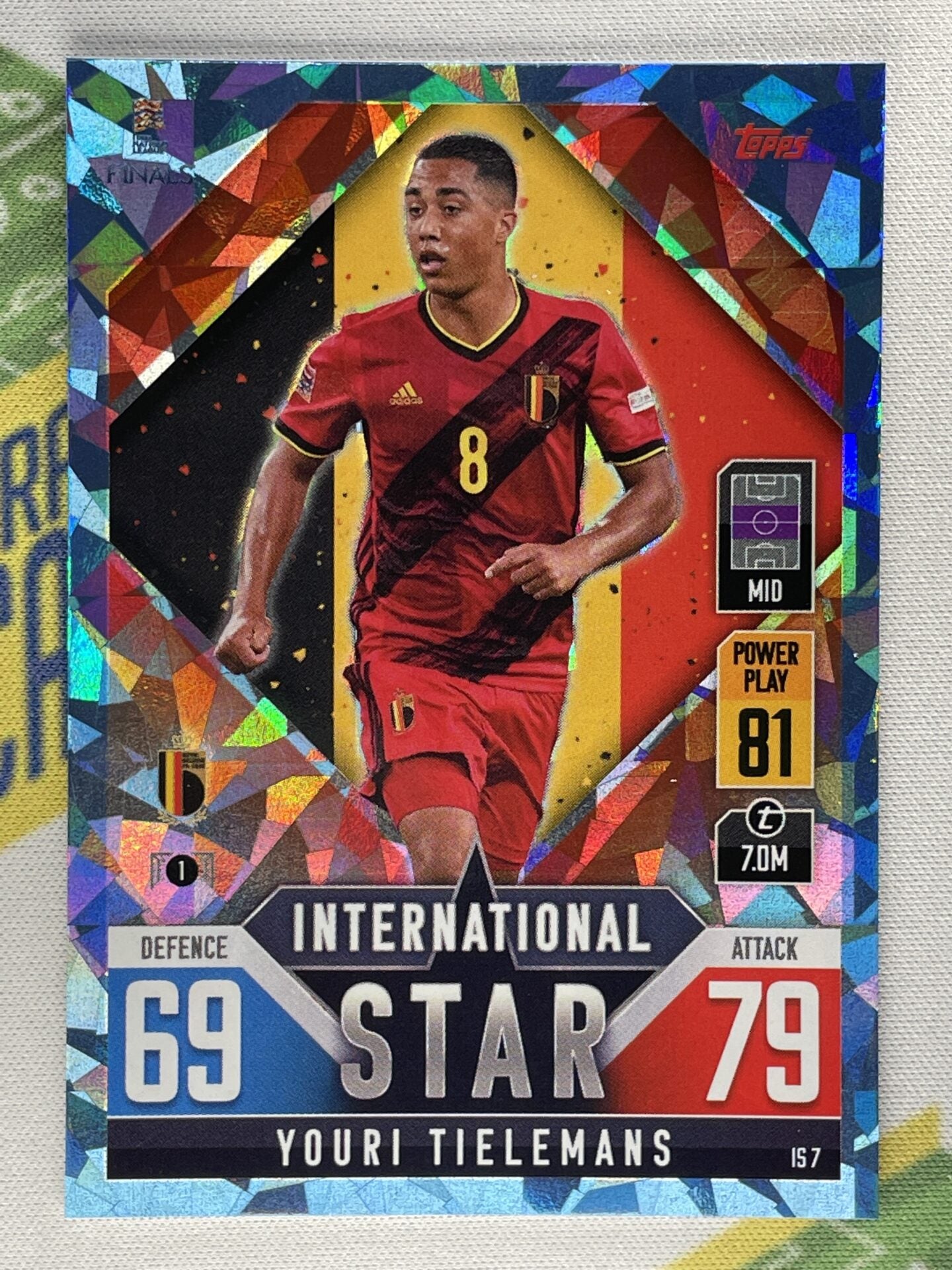 Youri Tielemans Belgium Crystal Foil Parallel Topps Match Attax 101 Road to Nations League 2022 Card