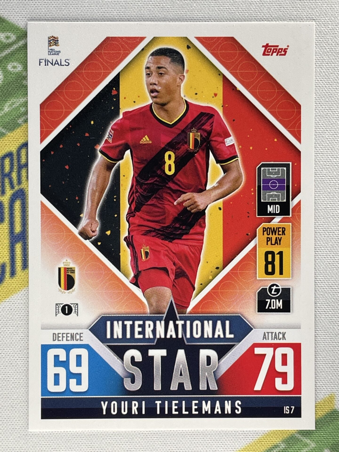 Youri Tielemans Belgium Topps Match Attax 101 Road to Nations League 2022 Card