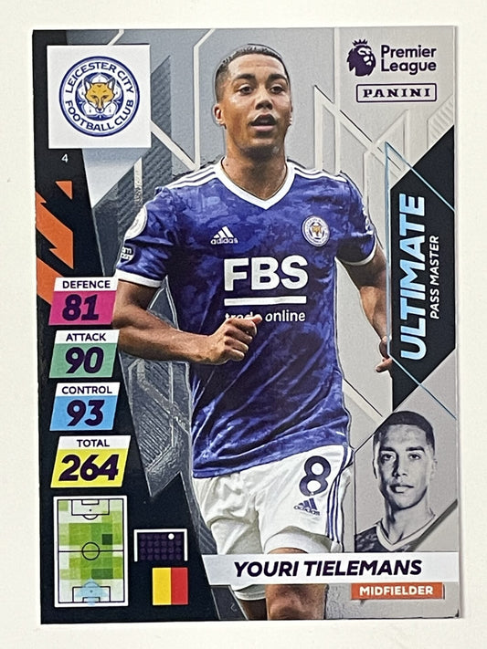 Youri Tielemans Leicester City Ultimate Pass Master Panini Adrenalyn XL PLUS Premier League 2021 2022