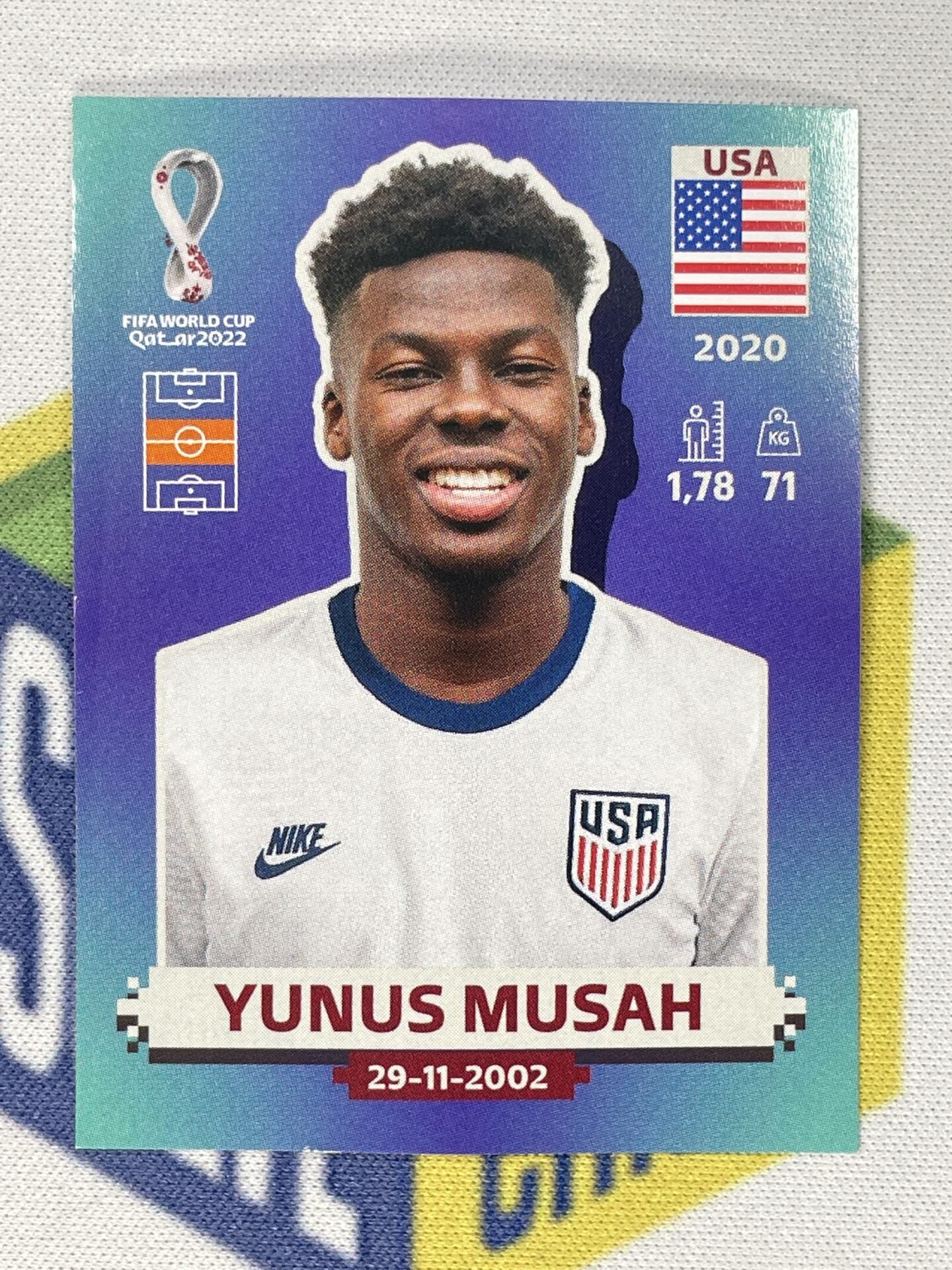 Yunus Musah USA Panini World Cup 2022 Qatar Stickers