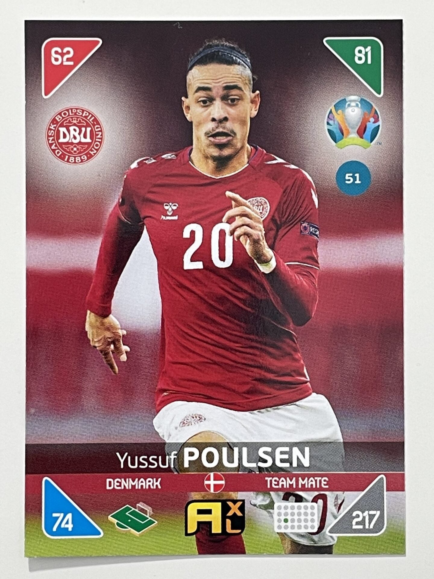 Yussuf Poulsen Team Mates (Denmark) Football Card &#8211; Euro 2020 Adrenalyn XL