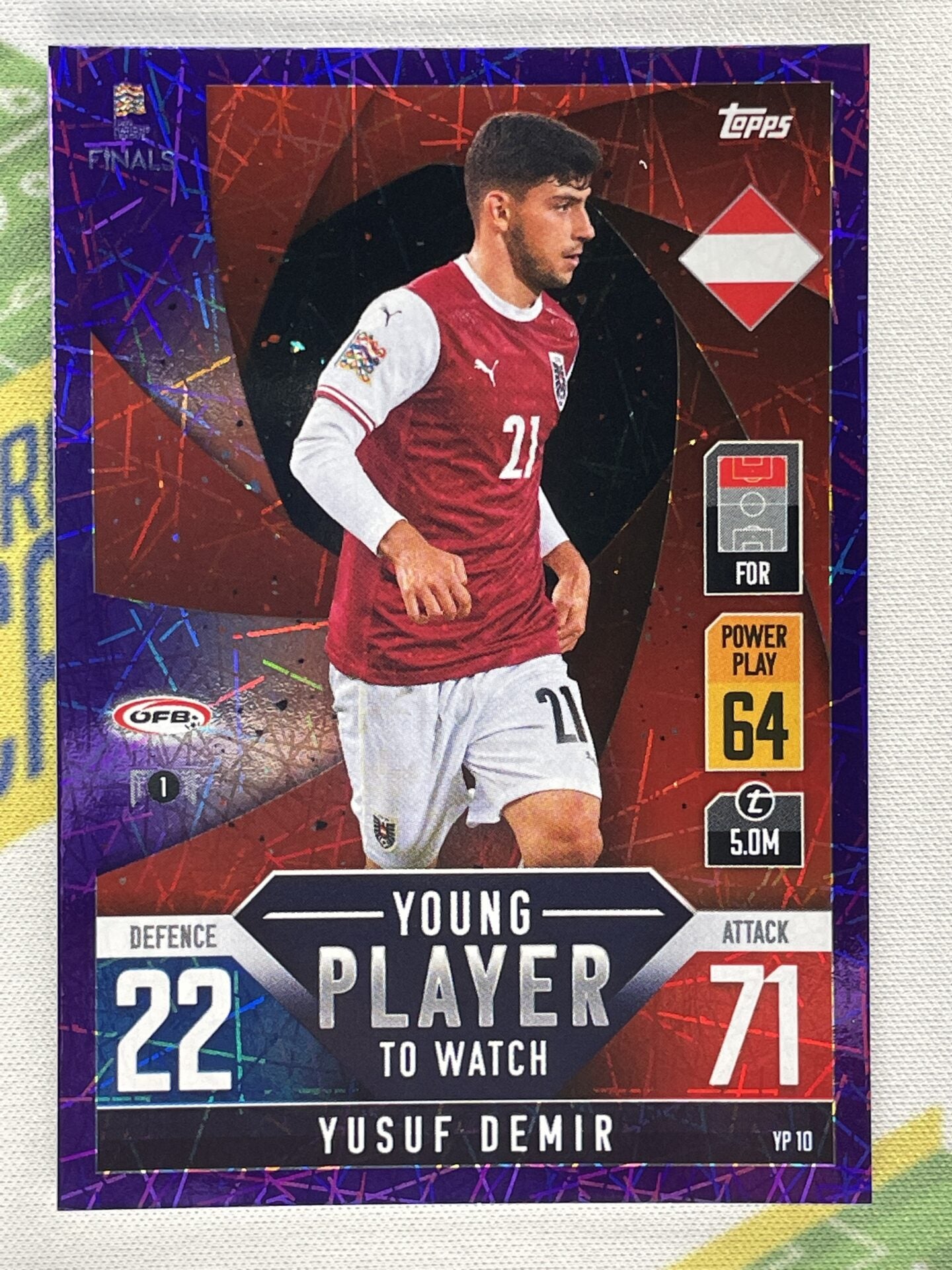 Yusuf Demir Austria Young Player to Watch Purple Foil Parallel Topps Match Attax 101 Road to Nations League 2022 Card