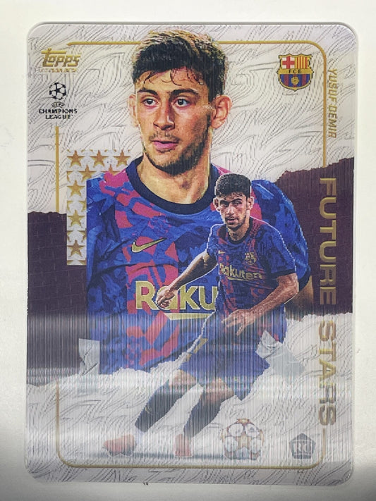 Yusuf Demir Barcelona Future Stars Rookie Topps Gold 2021 UEFA Champions League Football Card