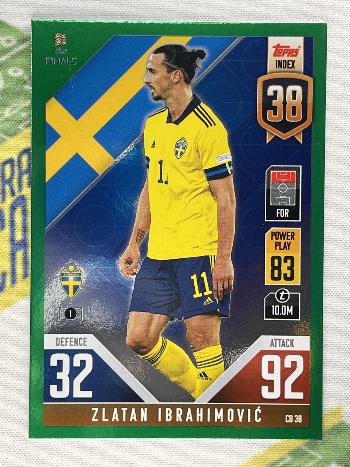 Zlatan Ibrahimovic Sweden Green Foil Parallel Topps Match Attax 101 Road to Nations League 2022 Card