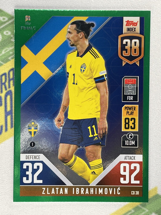 Zlatan Ibrahimovic Sweden Green Foil Parallel Topps Match Attax 101 Road to Nations League 2022 Card