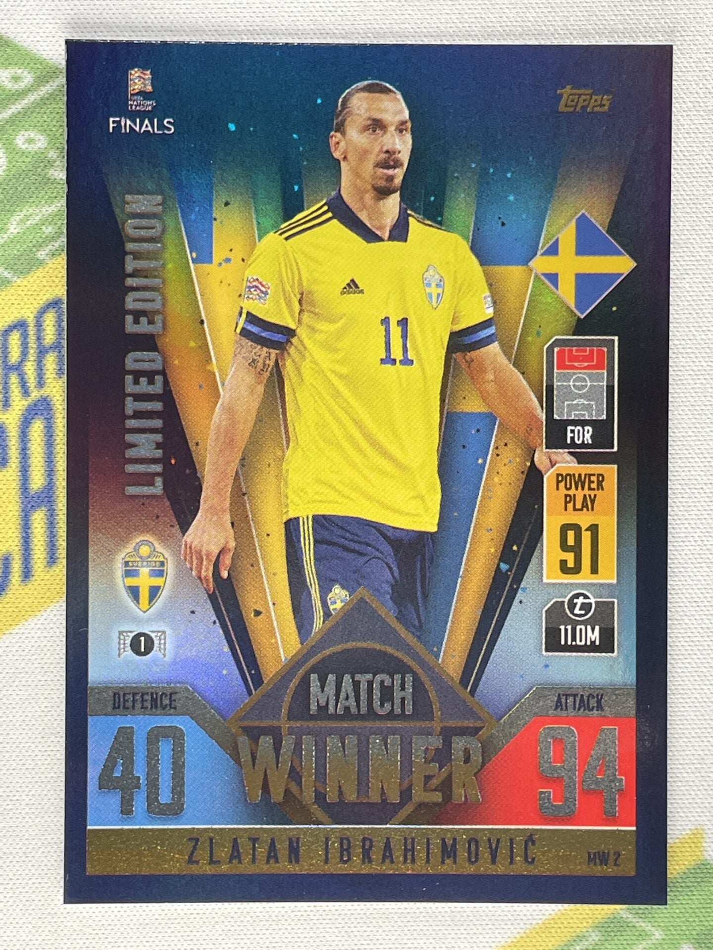 Zlatan Ibrahimovic Sweden Match Winner Limited Edition Topps Match Attax 101 Road to Nations League 2022 Card