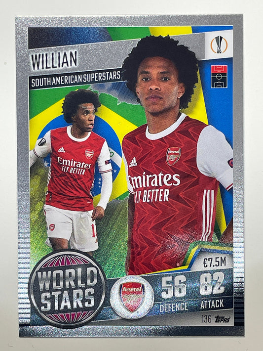 136. Willian (Arsenal) Football Card &#8211; Match Attax 101 2021 Card