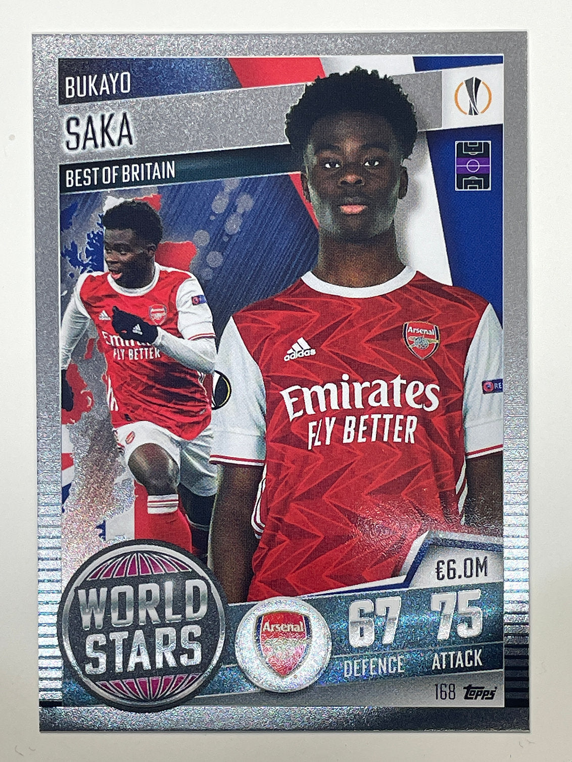 168. Bukayo Saka (Arsenal) Football Card &#8211; Match Attax 101 2021 Card