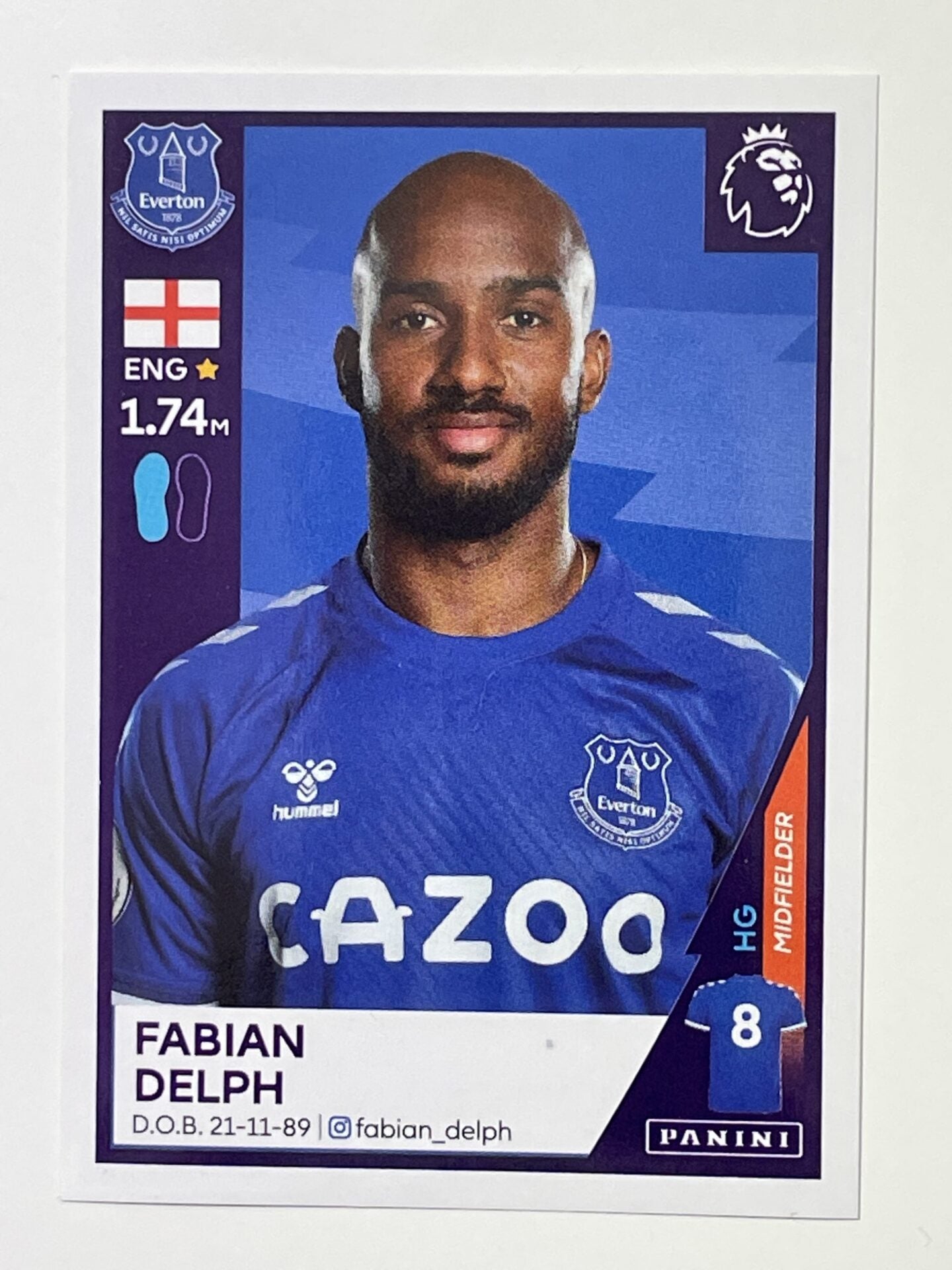 210 Fabian Delph Sticker Everton Premier League 2021 Football Sticker