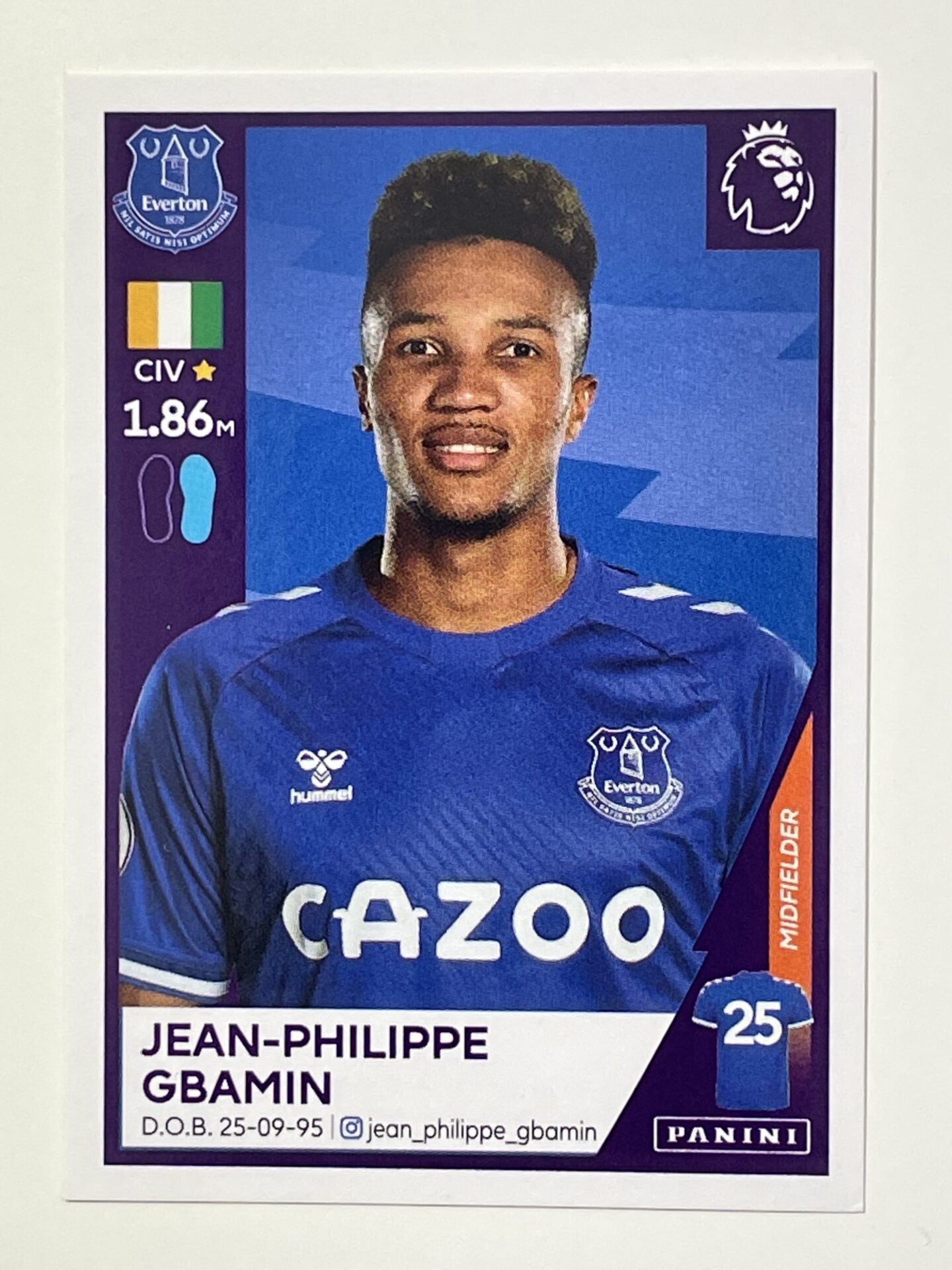 214 Jean-Phillipe Gbamin Sticker Everton Premier League 2021 Football Sticker