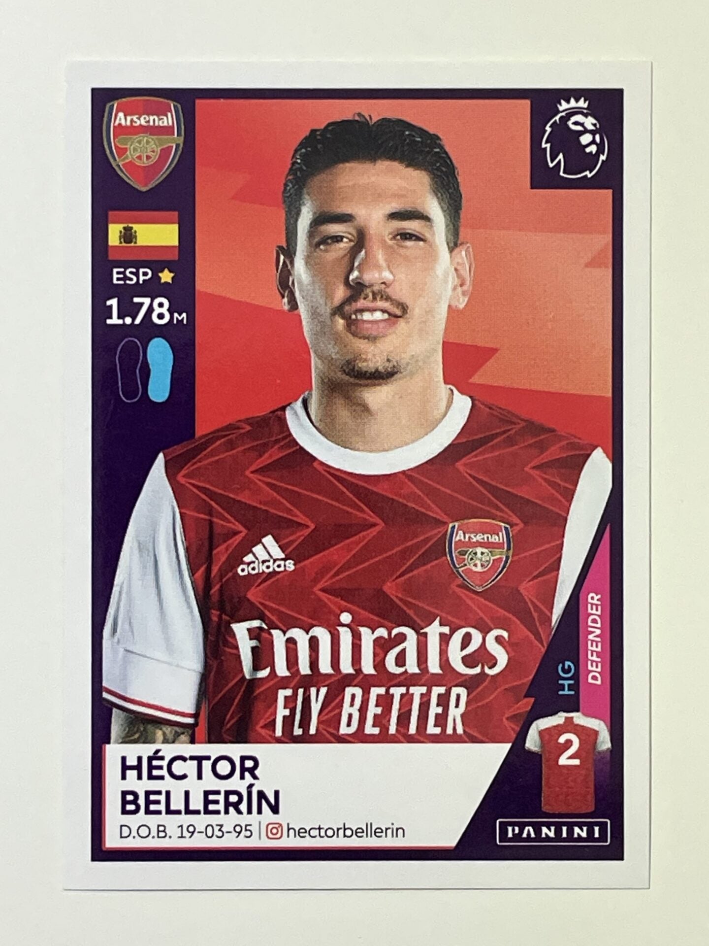 26 Hector Bellerin Arsenal Panini Premier League 2021 Football Sticker