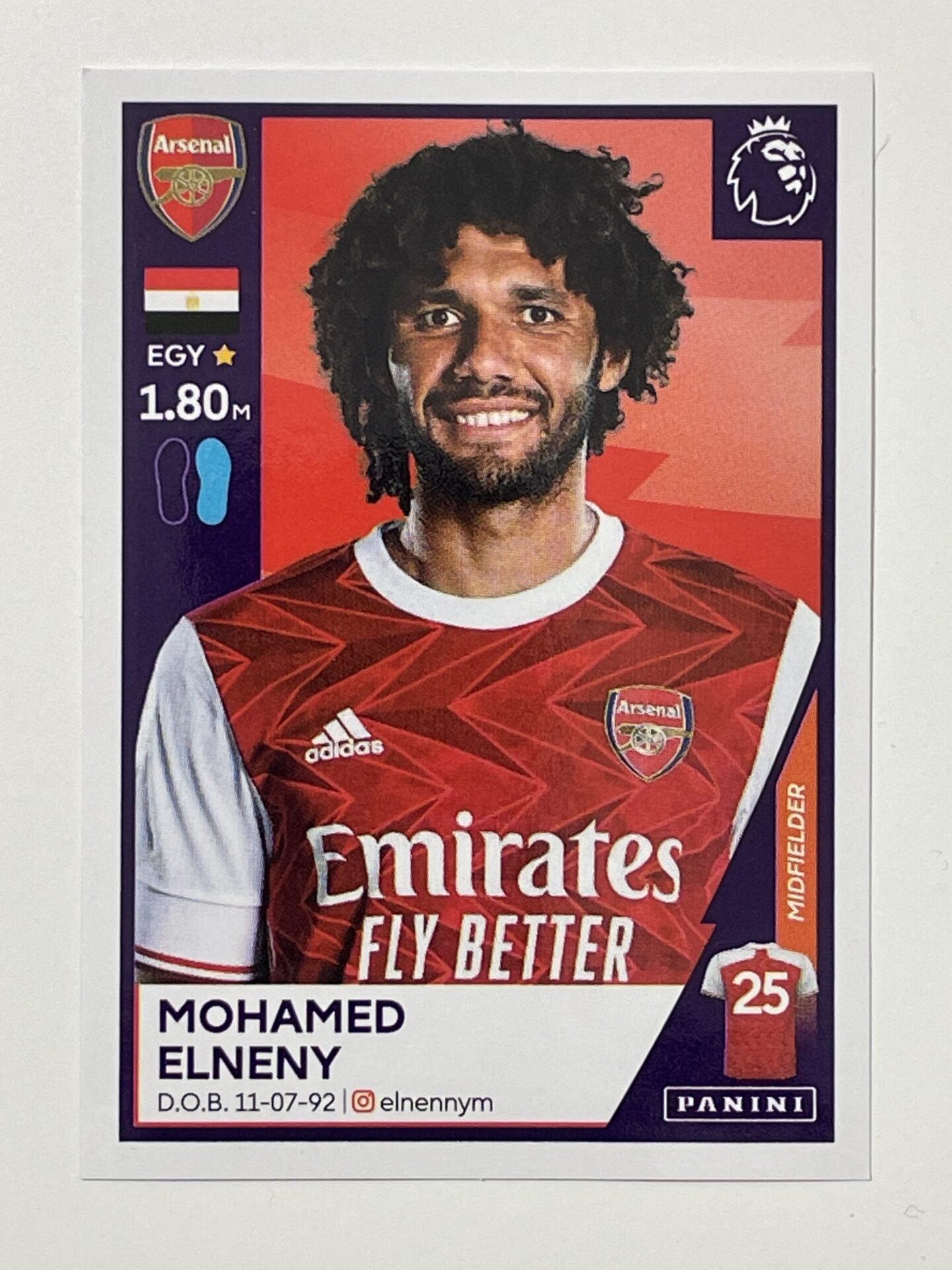 37 Mohamed Elneny Sticker Arsenal Premier League 2021 Football Sticker