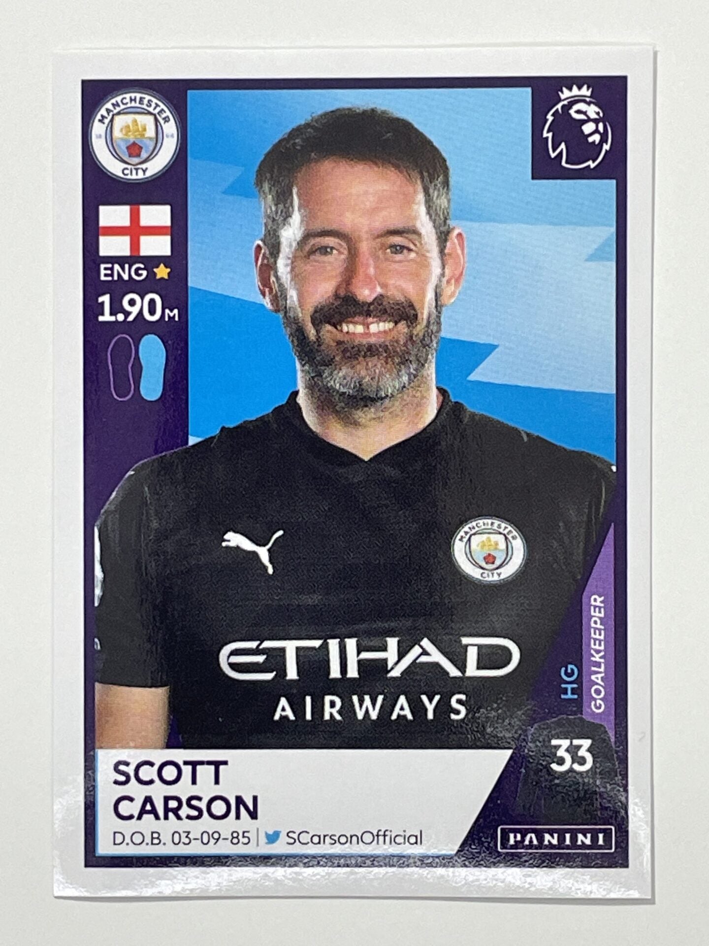 384 Scott Carson Sticker Manchester City Premier League 2021 Football Sticker