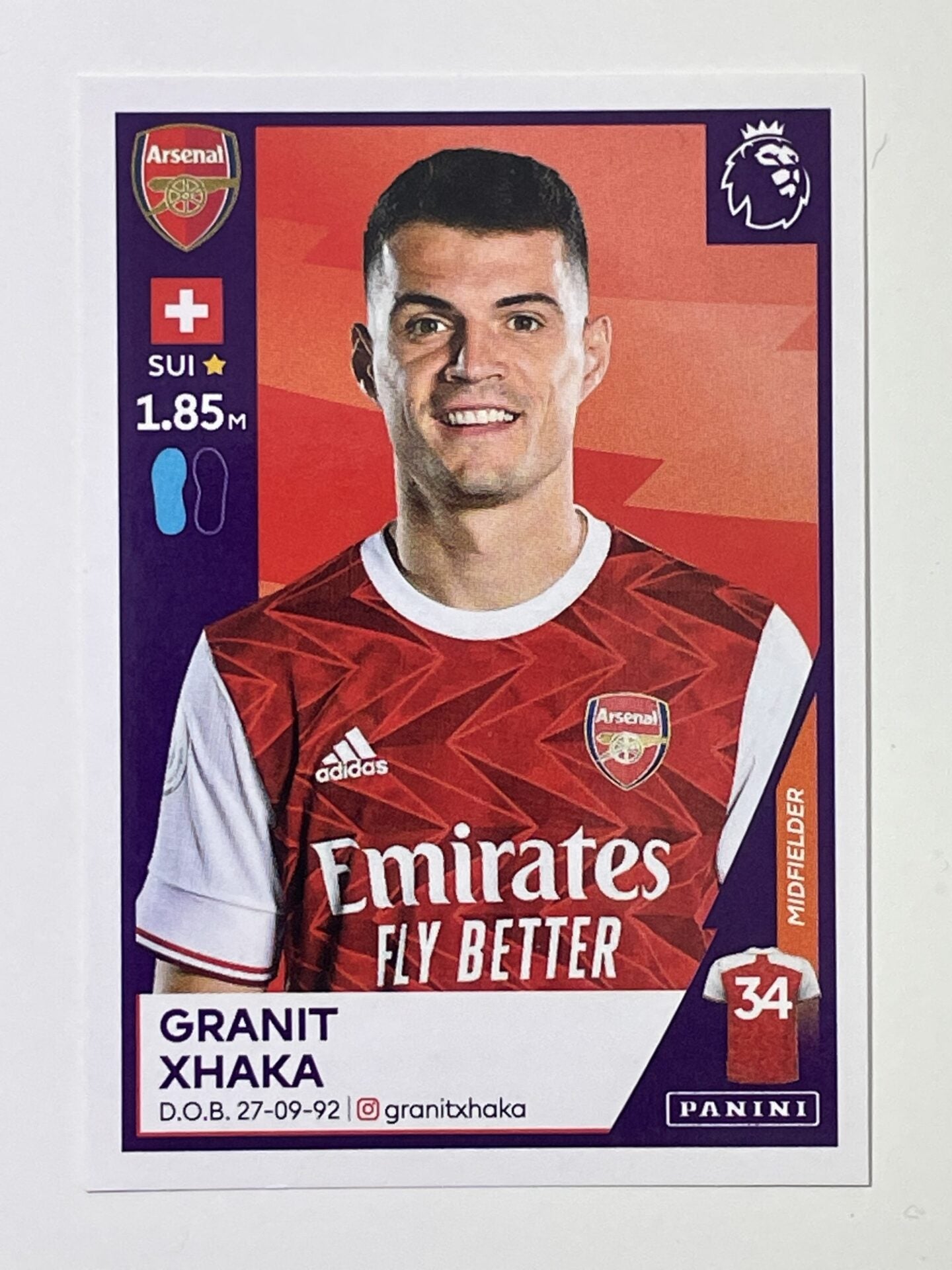 39 Granit Xhaka Sticker Arsenal Premier League 2021 Football Sticker