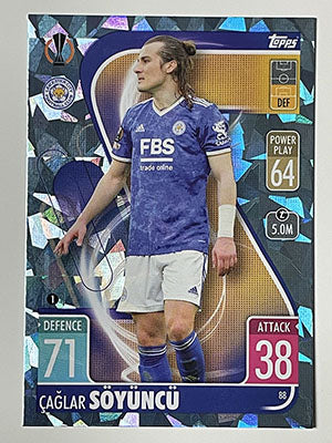 88.-Caglar-Soyuncu-Crystal-Foil-Parallel-Leicester-City-Match-Attax-2021-22-Topps-Football-Card