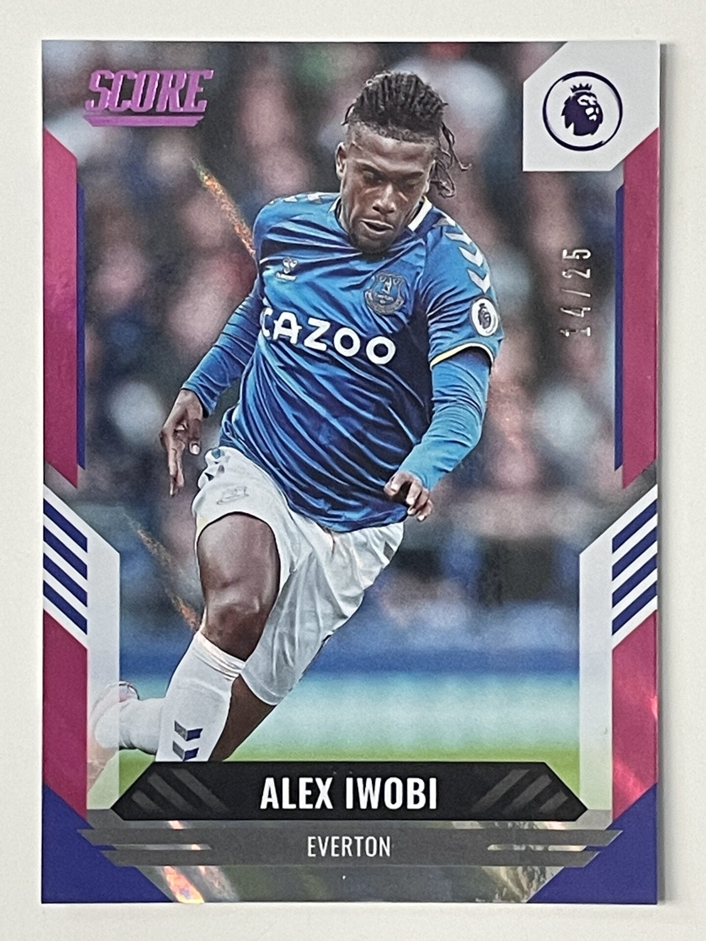 Alex Iwobi Everton Base Pink Lava Parallel Panini Premier League Score 2021 2022