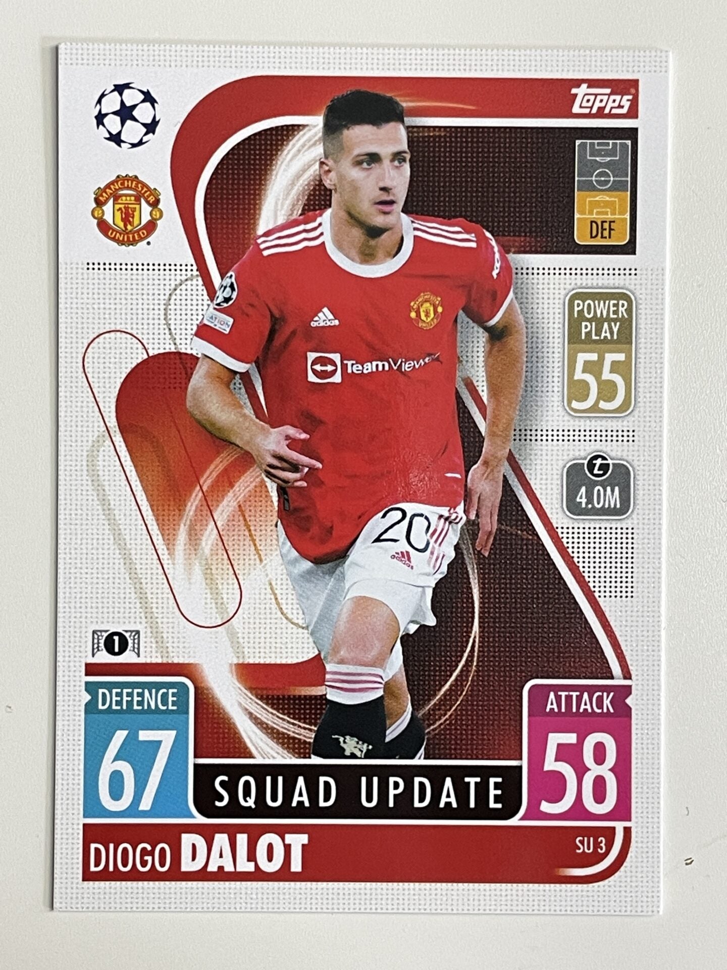 Diogo Dalot Manchester United Base Topps Match Attax Extra 2021:22 Champions League Card