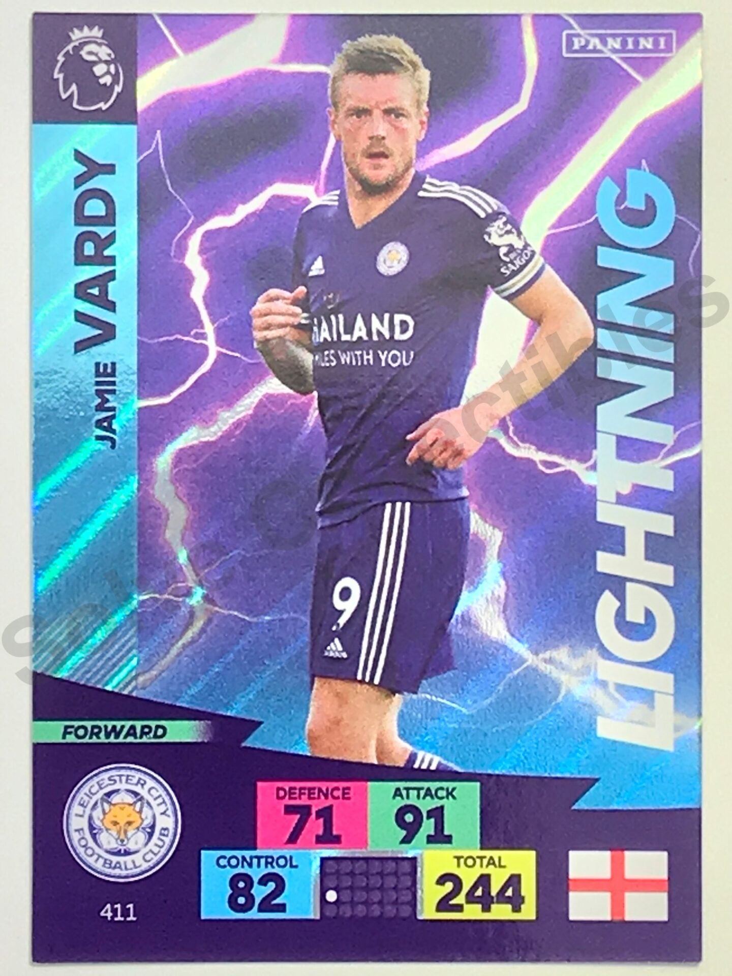 Jamie Vardy (Leicester City) &#8211; Lightning Football Card &#8211; Premier League Adrenalyn XL 2020:21