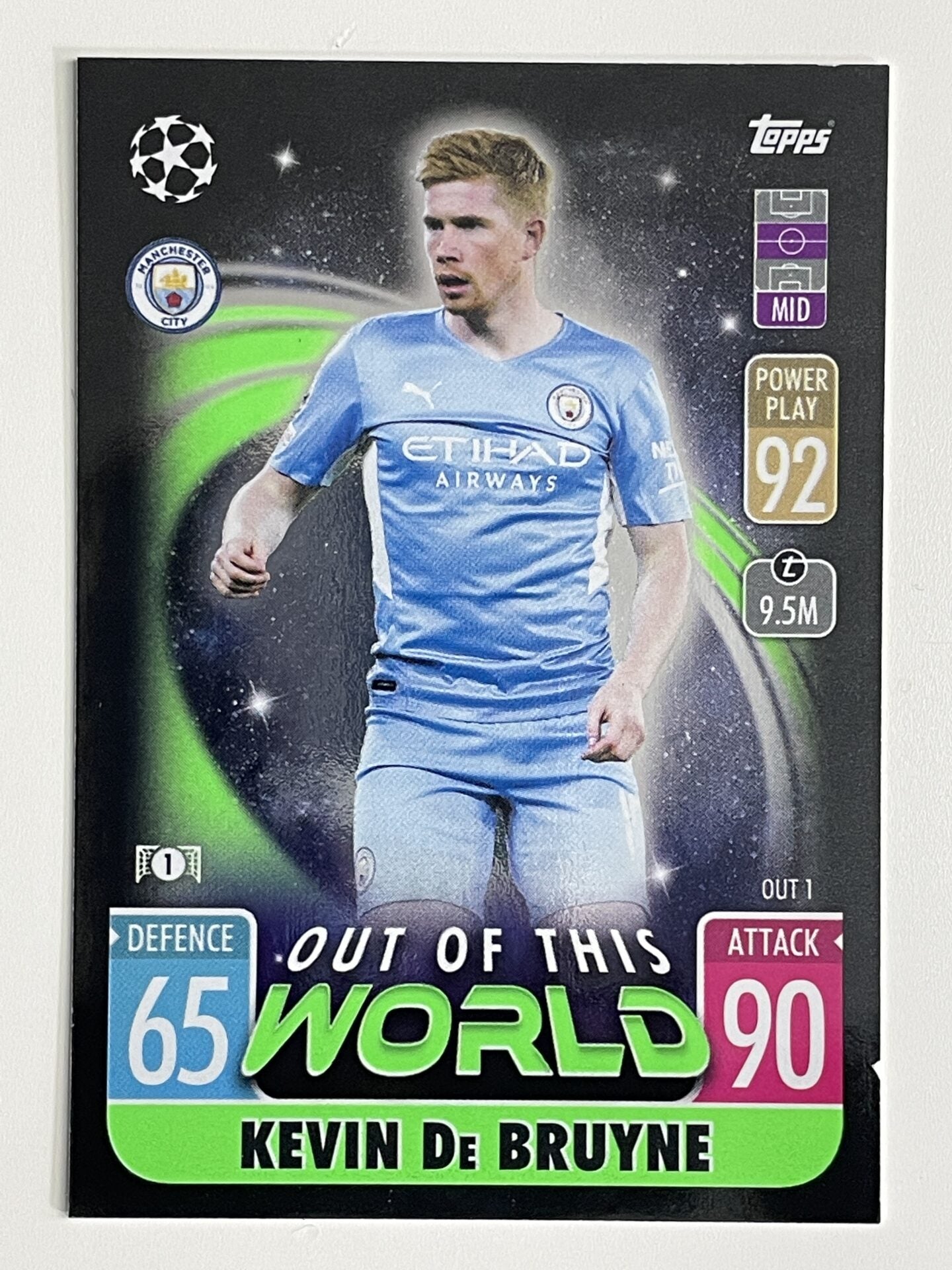 Kevin De Bruyne Manchester City Out of this World Topps Match Attax Extra 2021:22 Champions League Card