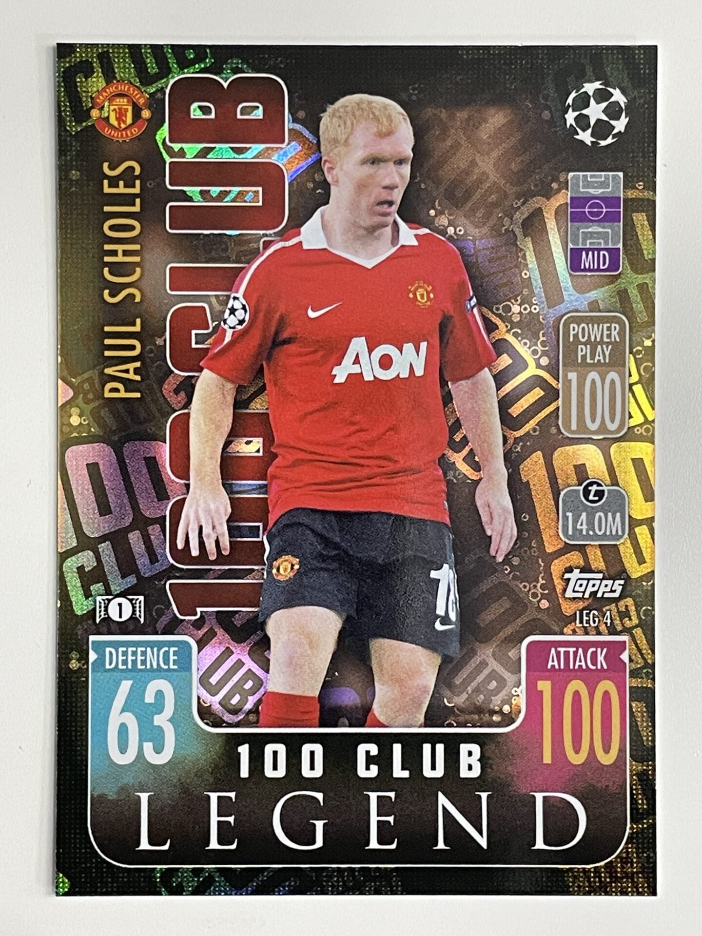 Paul Scholes Manchester United 100 Club Legend Topps Match Attax Extra 2021:22 Champions League Card