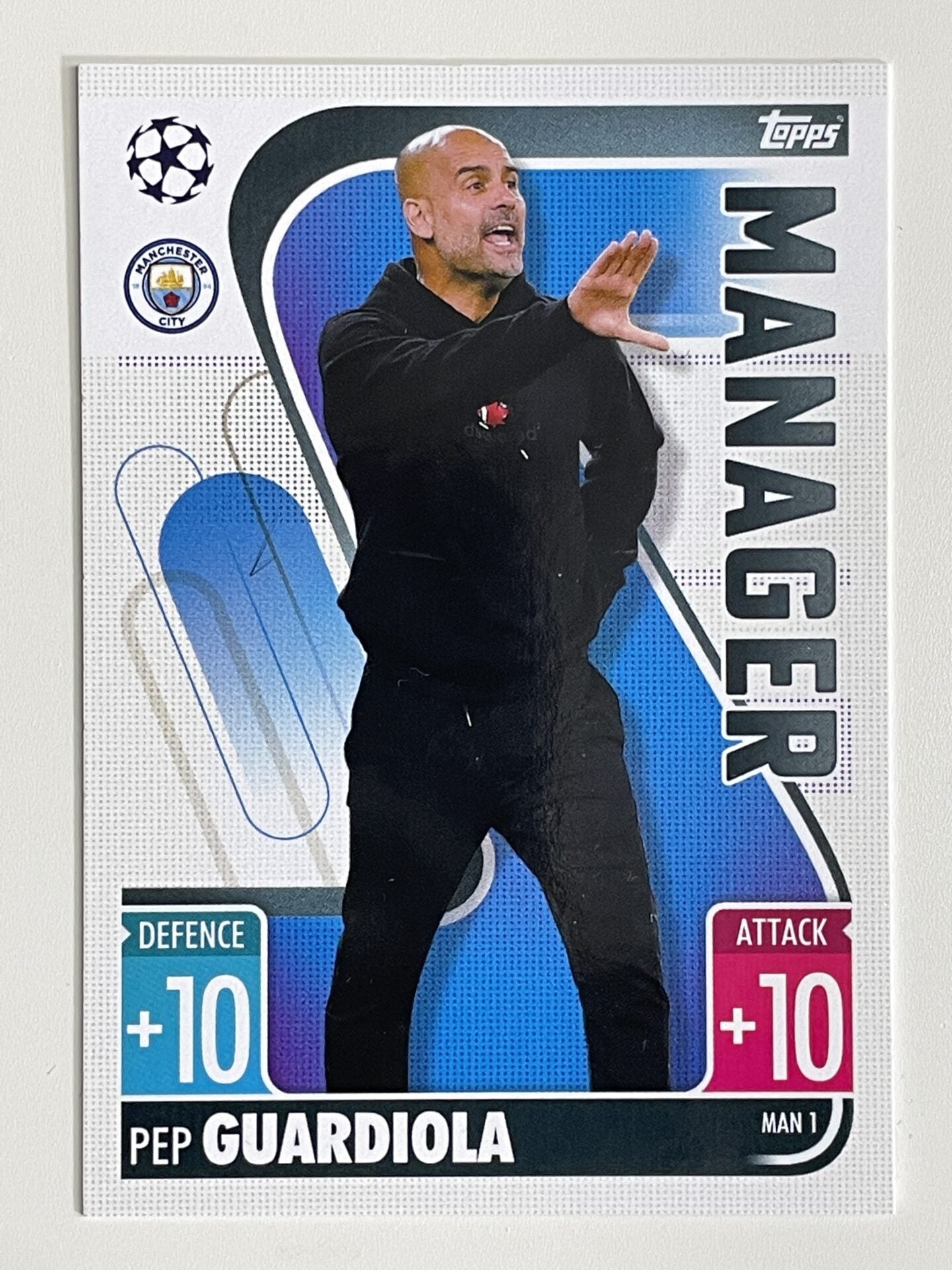 Pep Guardiola Manchester City Manager Topps Match Attax Extra 2021:22 Champions League Card