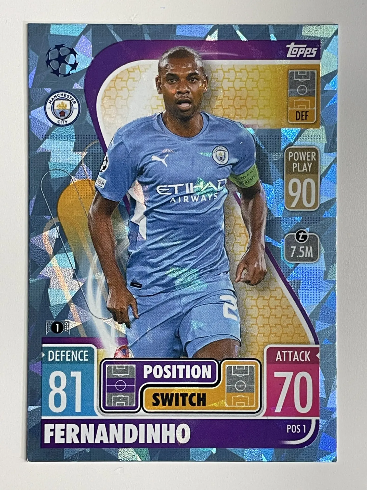 POS1 Fernandinho Manchester City Position Switch Crystal Foil Parallel  Topps Match Attax Extra 2021/22 Card