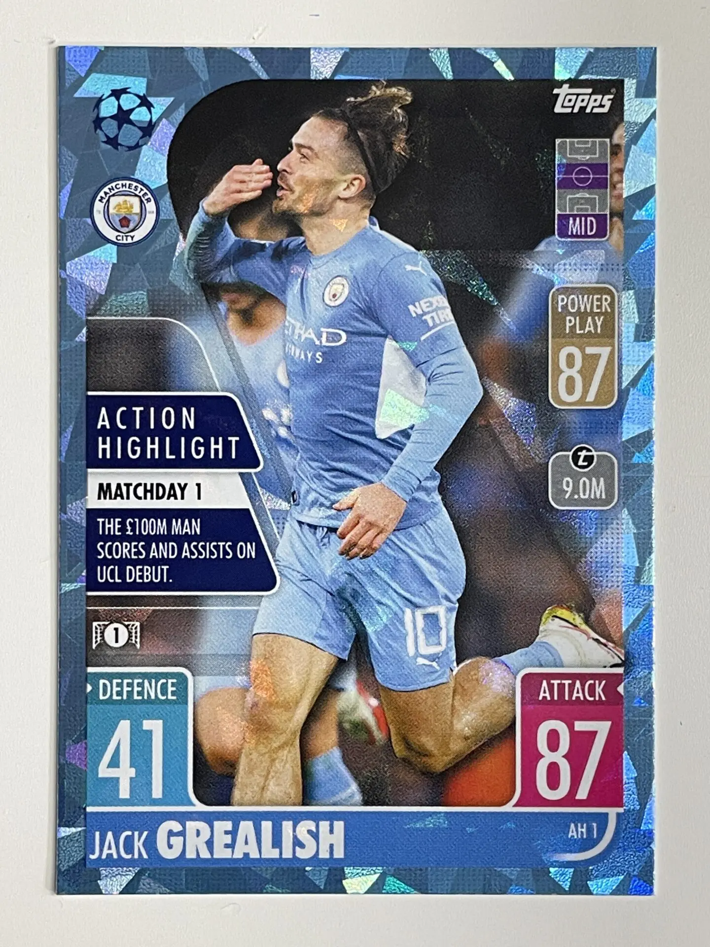 AH1 Jack Grealish Manchester City Action Highlight Crystal Foil Parallel  Topps Match Attax Extra 2021/22 Card - Solve Collectibles