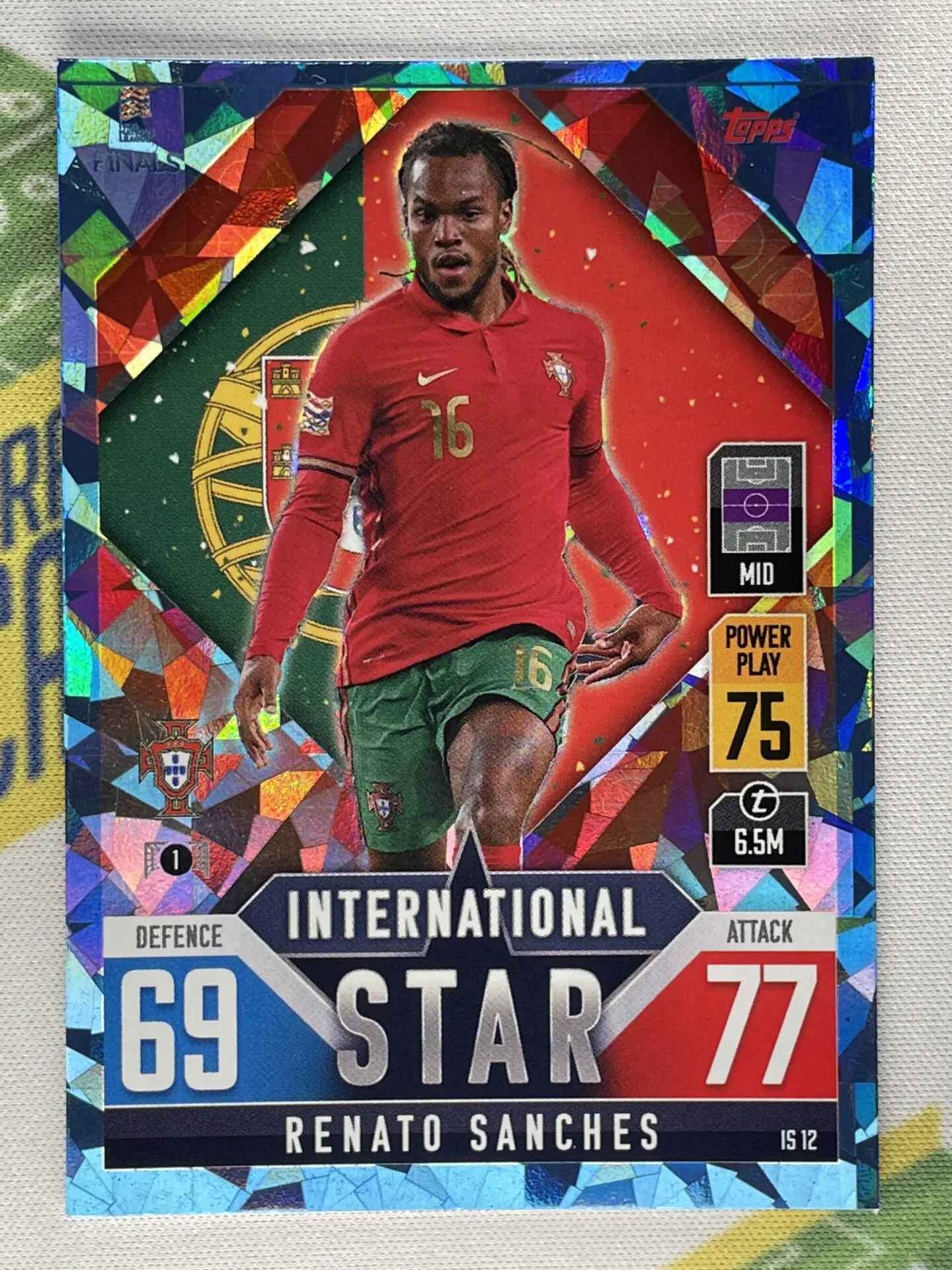 IS-P 12 Renato Sanches Portugal Crystal Foil Parallel Topps Match Attax 101  Road to Nations League 2022 Card