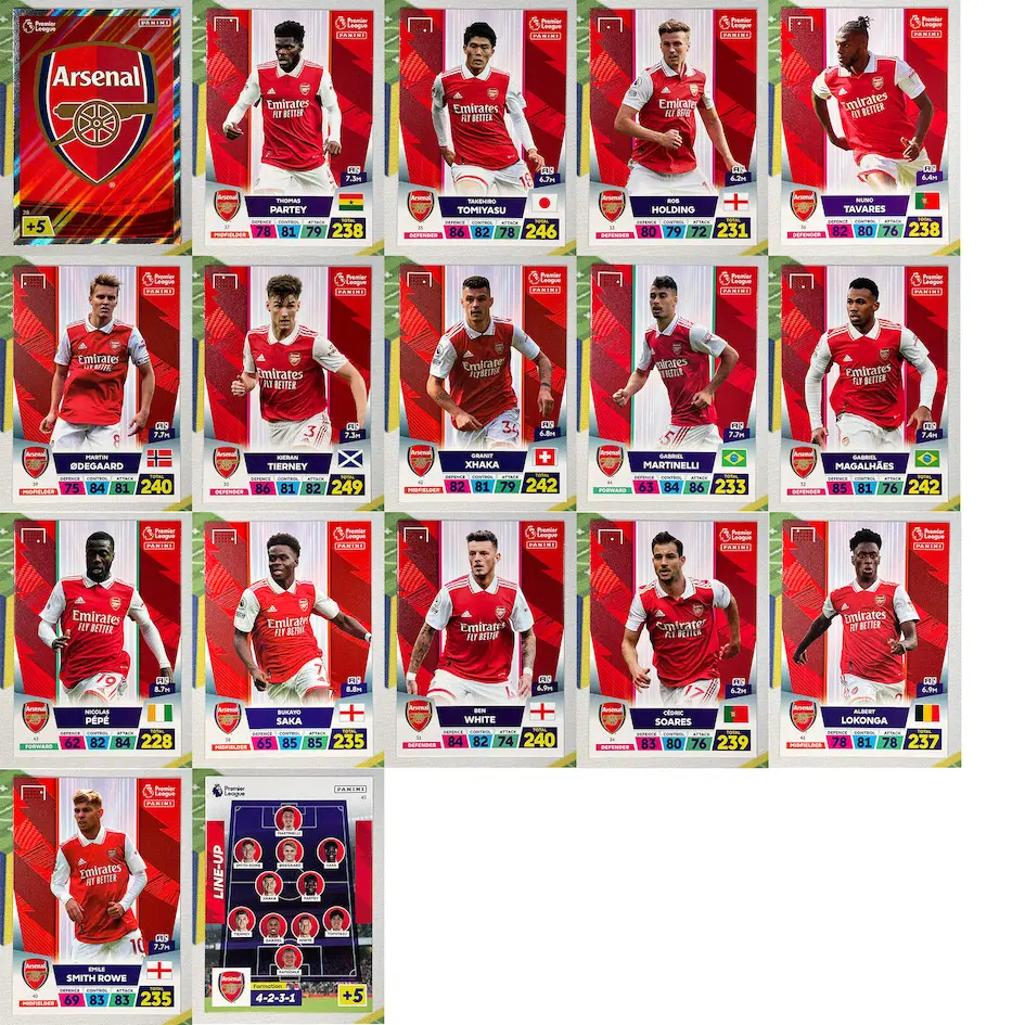 Panini Adrenalyn XL Premier League 2022 2023 Arsenal Choose Cards