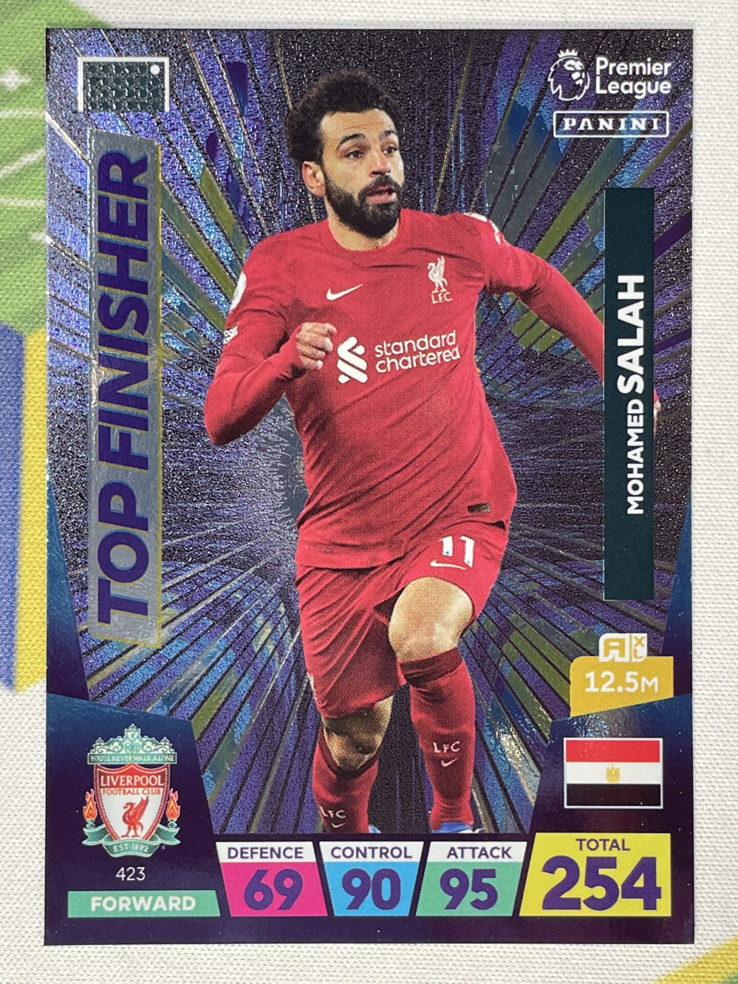 423 Mohamed Salah Liverpool Top Finisher Panini Premier League Adrenalyn XL 2023 Card Solve