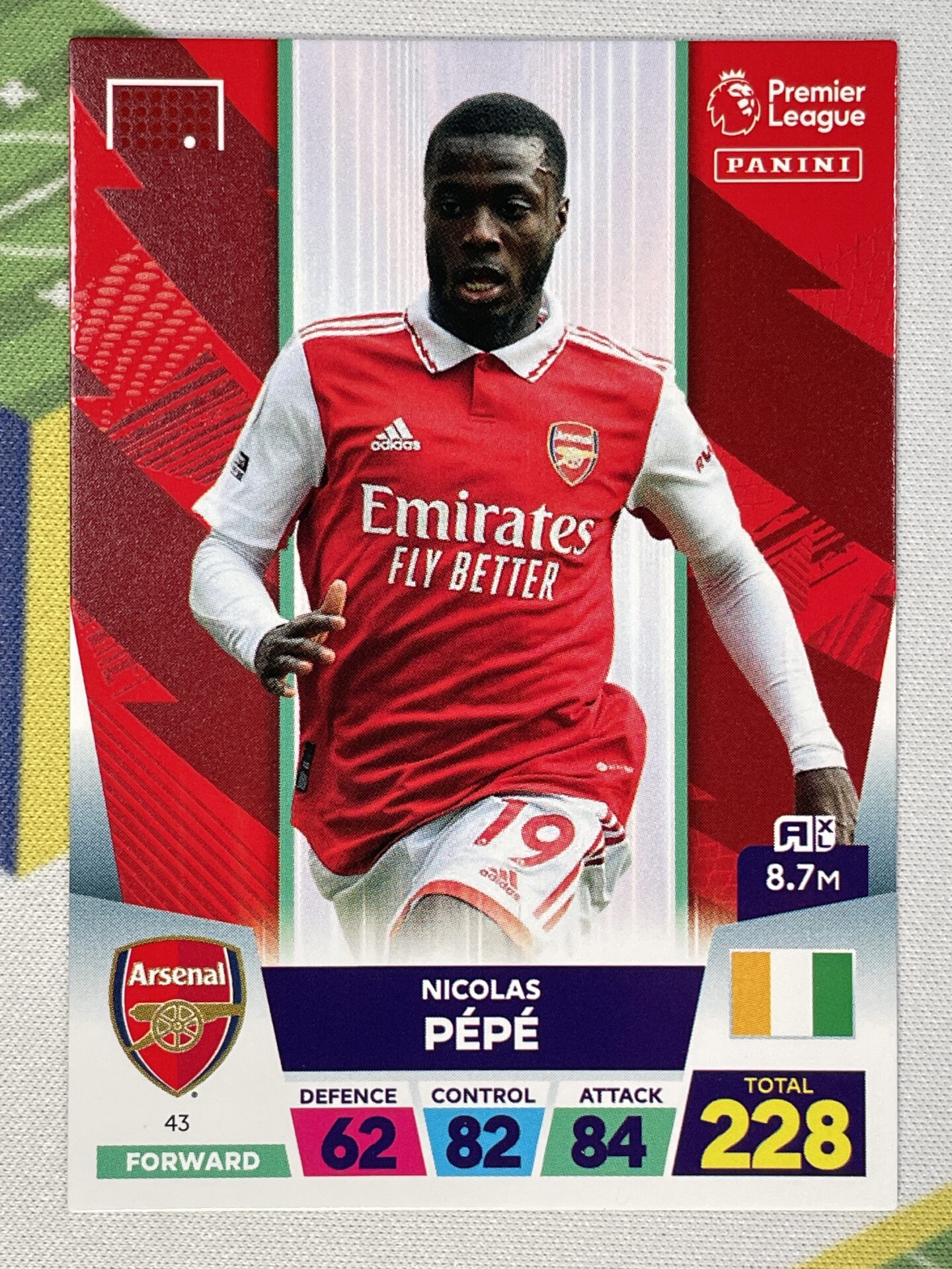 043 Nicolas Pépé Arsenal Base Panini Premier League Adrenalyn XL 2023 Card
