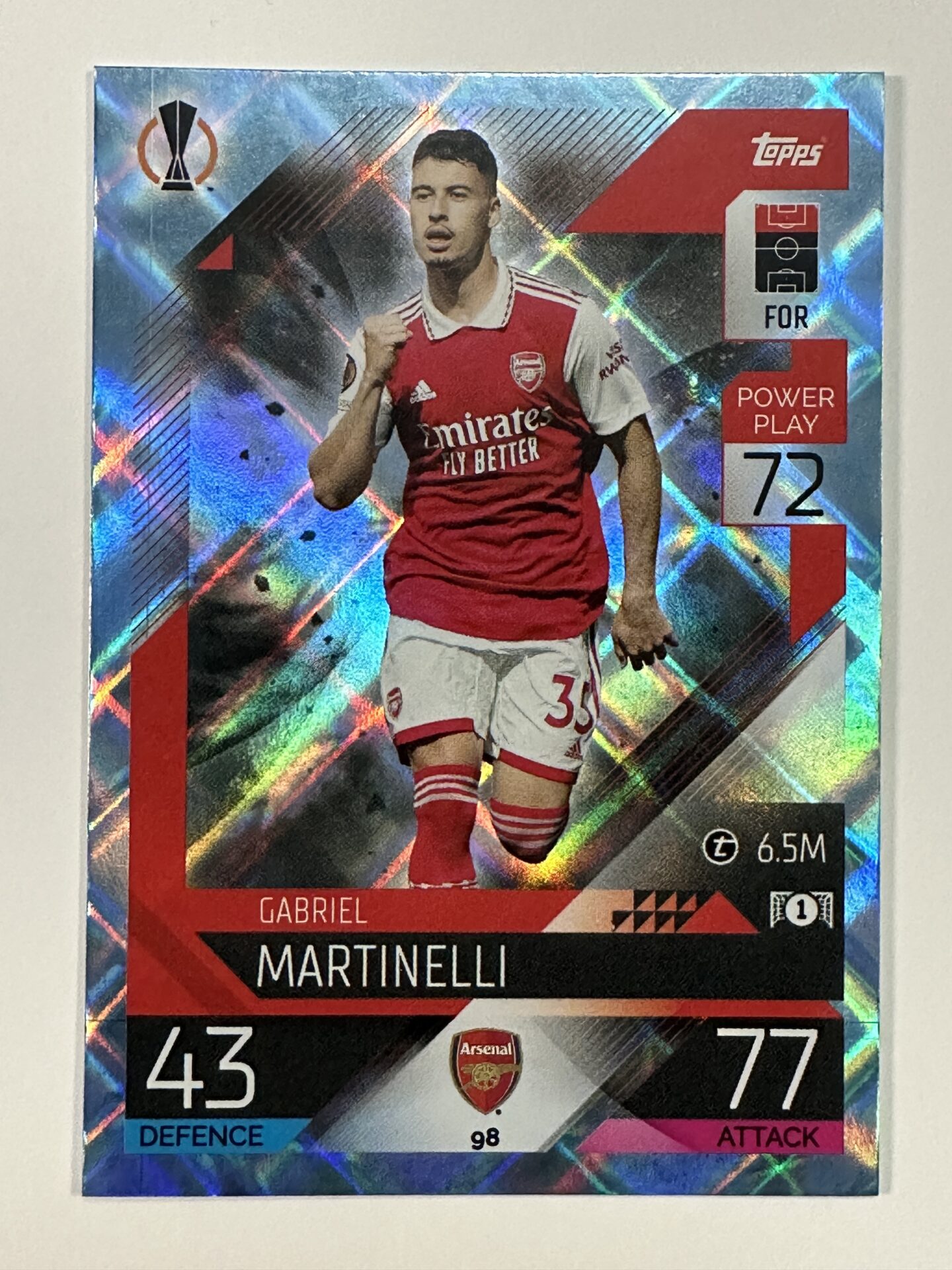 098 Gabriel Martinelli Base Crystal Foil Parallel (Arsenal) Topps Match  Attax 2022/2023 Card