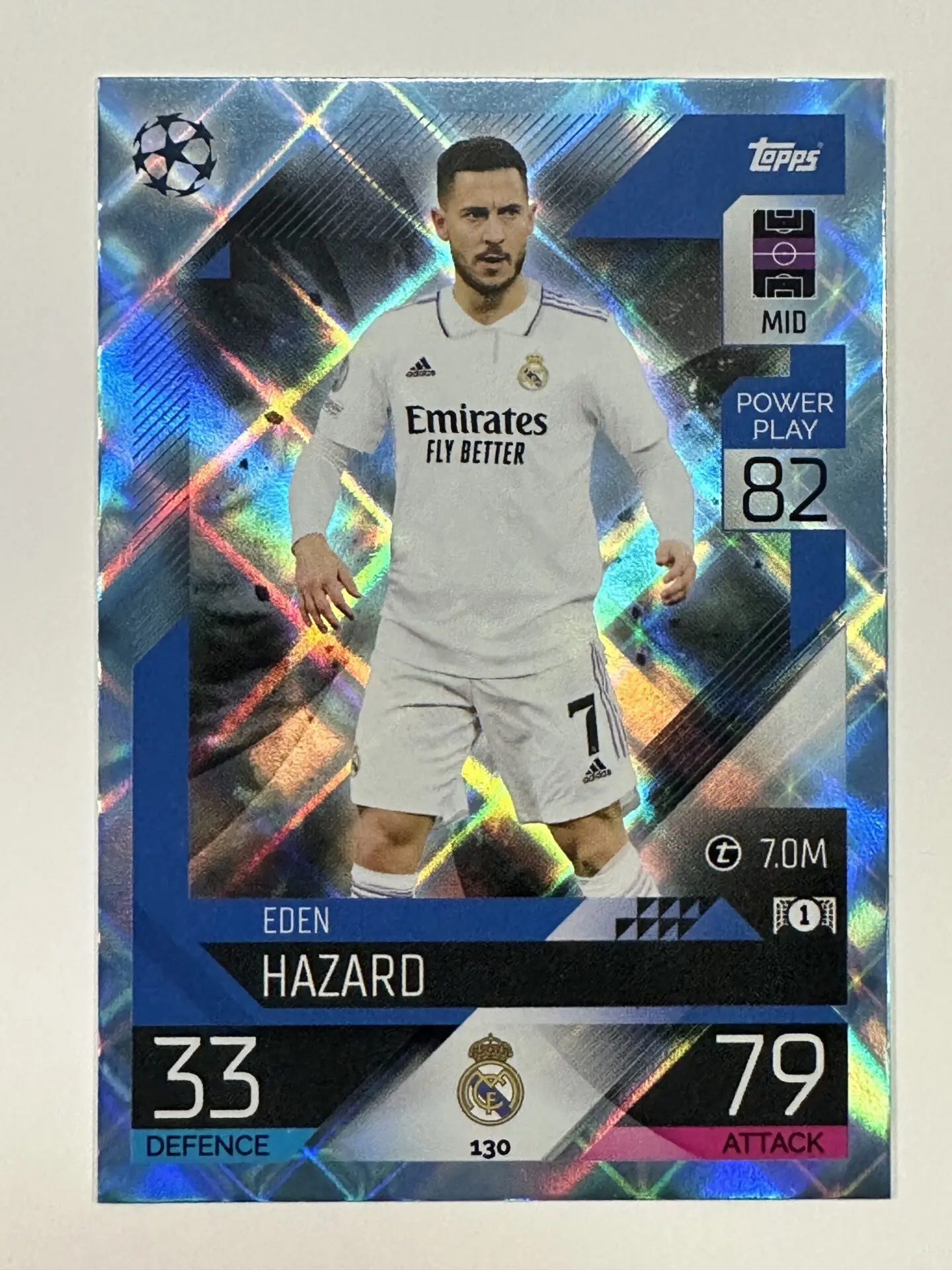 130 Eden Hazard Base Crystal Foil Parallel (Real Madrid) Topps Match Attax  2022/2023 Card