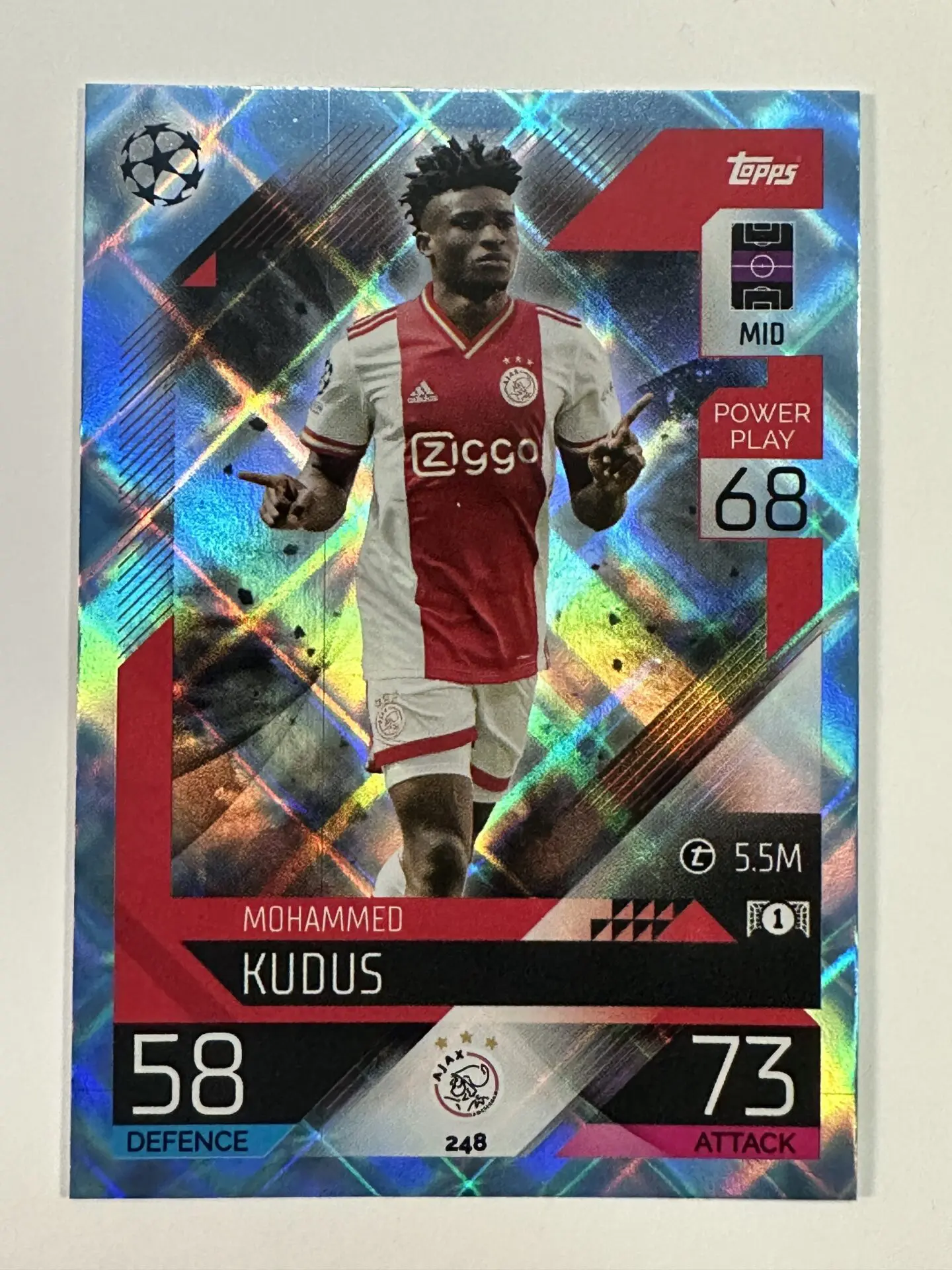 248 Mohammed Kudus Base Crystal Foil Parallel (Ajax) Topps Match Attax  2022/2023 Card