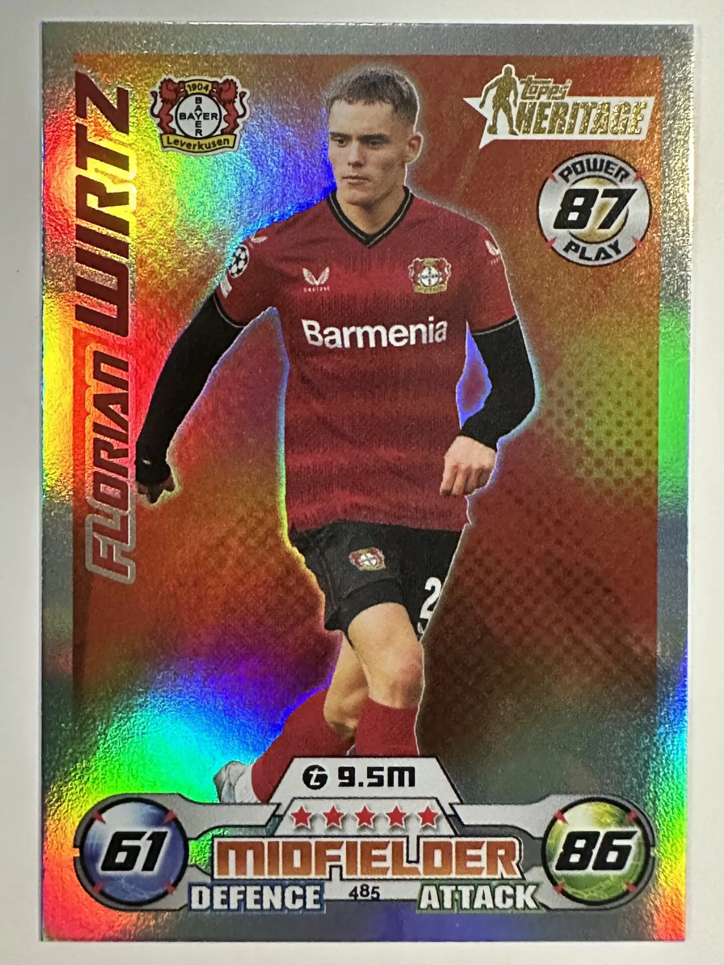 485 Florian Wirtz Heritage (Bayer Leverkusen) Topps Match Attax 2022/2023  Card