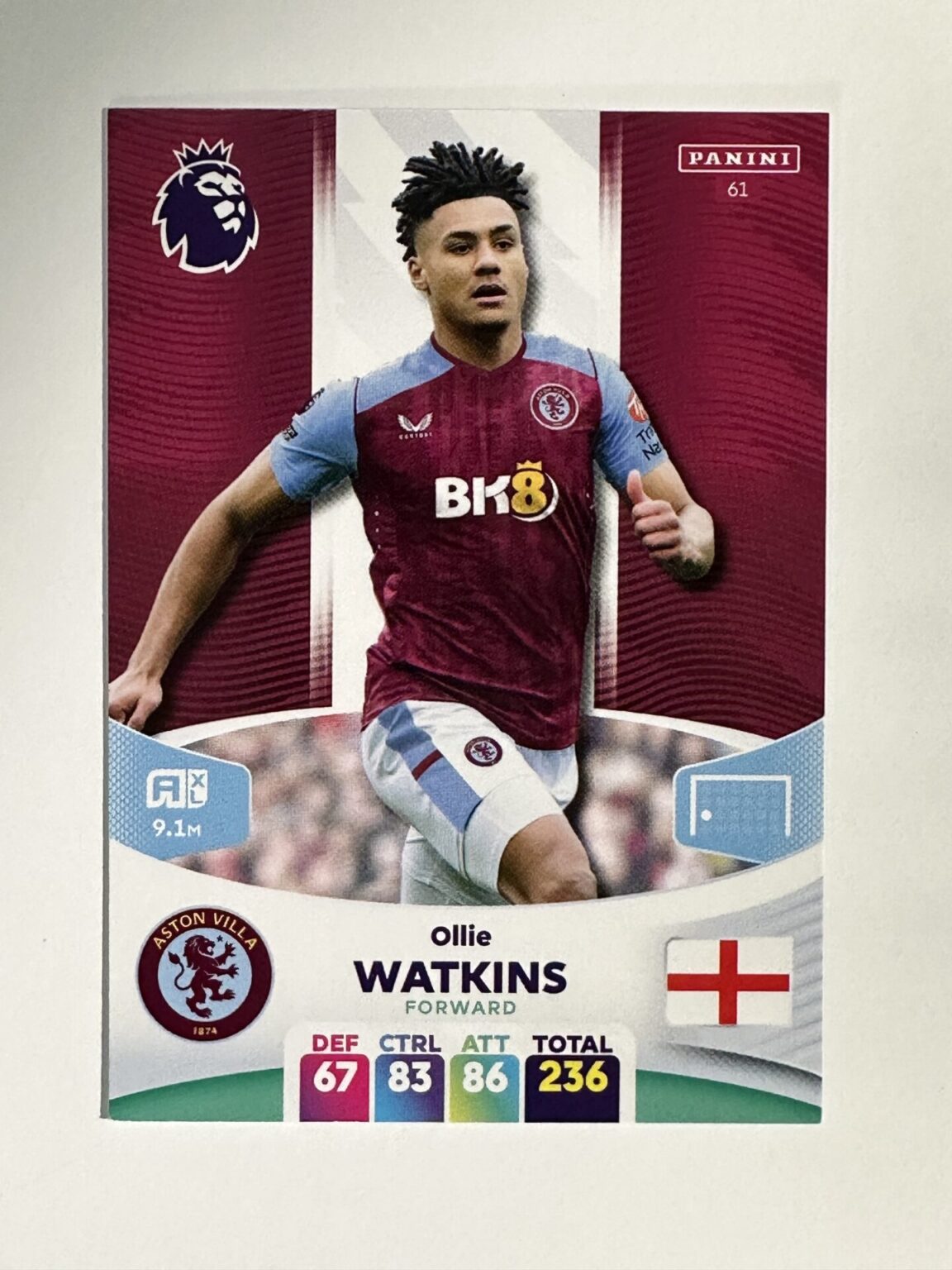 061 Ollie Watkins Aston Villa Base Panini Premier League Adrenalyn XL