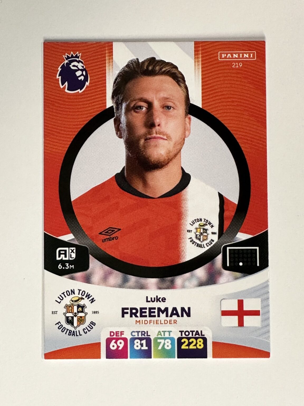 219 Luke Freeman Luton Town Base Panini Premier League Adrenalyn XL