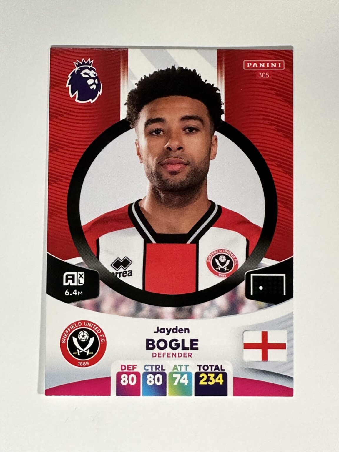 305 Jayden Bogle Sheffield United Base Panini Premier League Adrenalyn