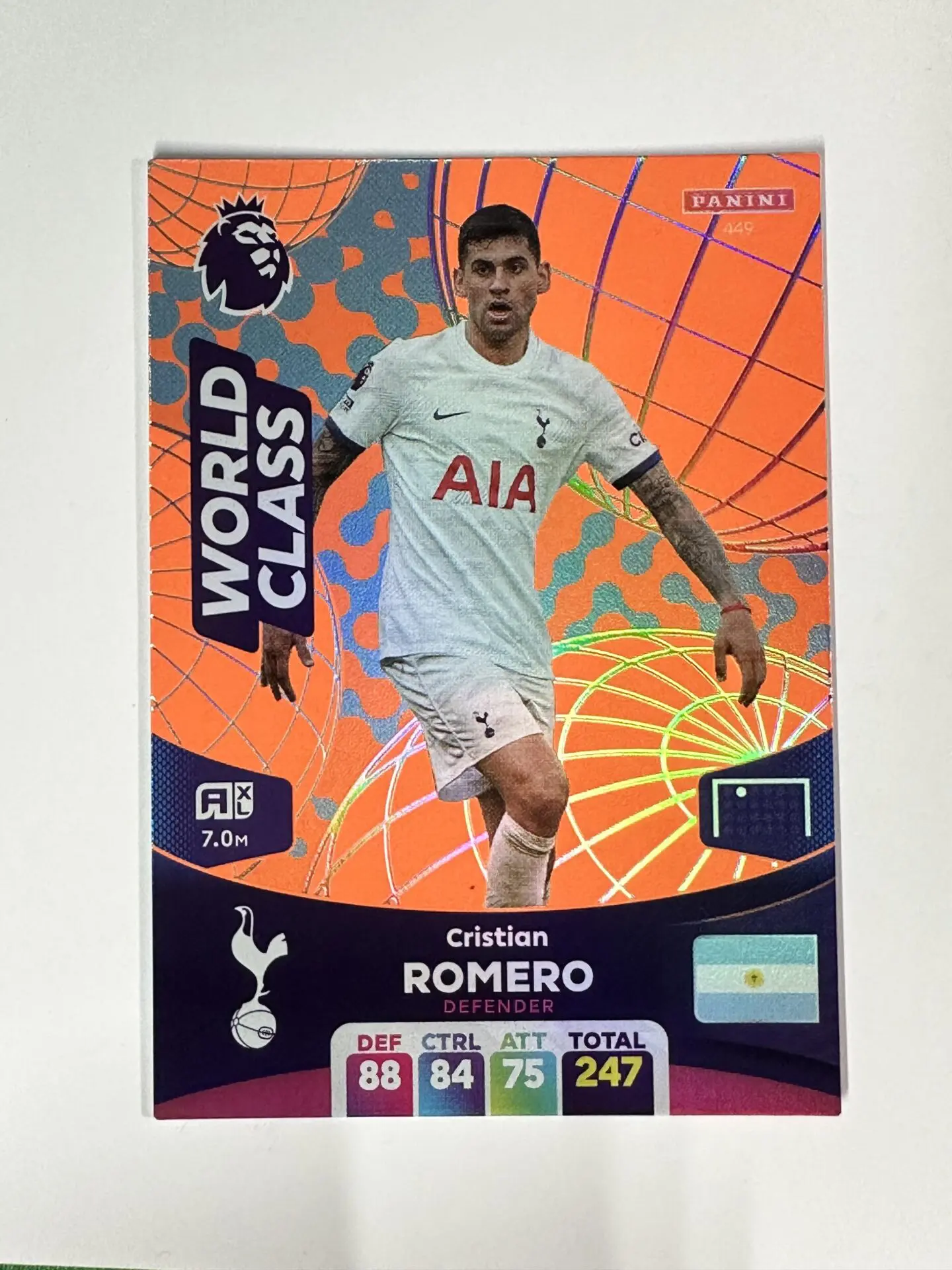 449 Cristian Romero Tottenham Hotspur World Class Panini Premier League  Adrenalyn XL 2024 Card